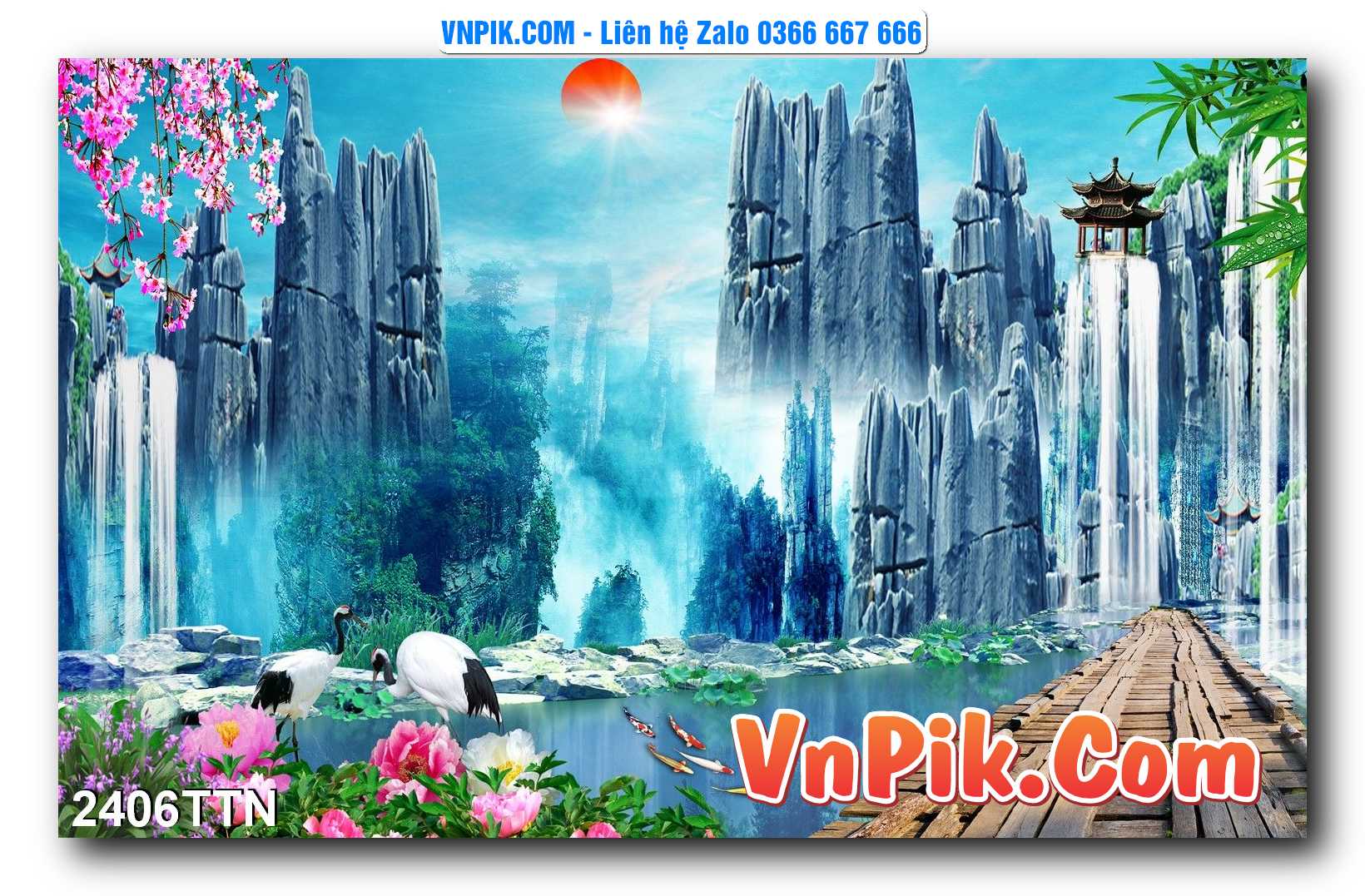 Tranh thác nước – Tranh phong thủy – Tranh treo tường mã 2406TTN