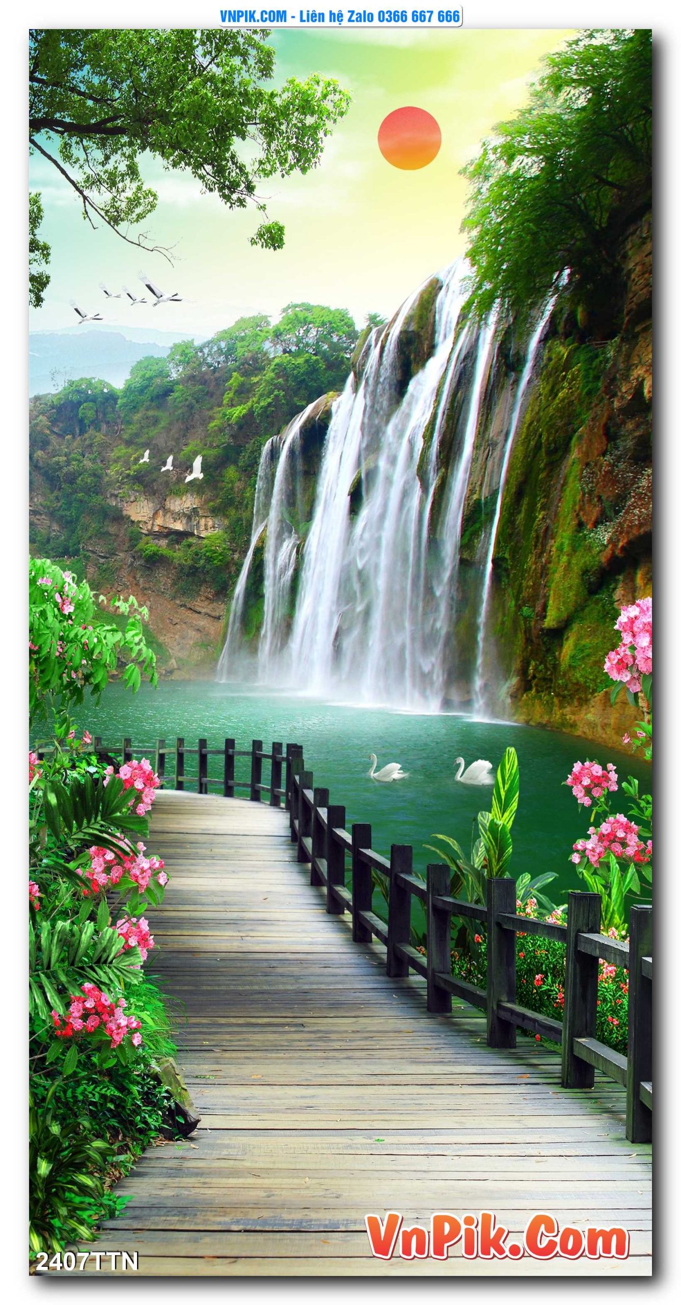 Tranh thác nước – Tranh phong thủy – Tranh treo tường mã 2407TTN