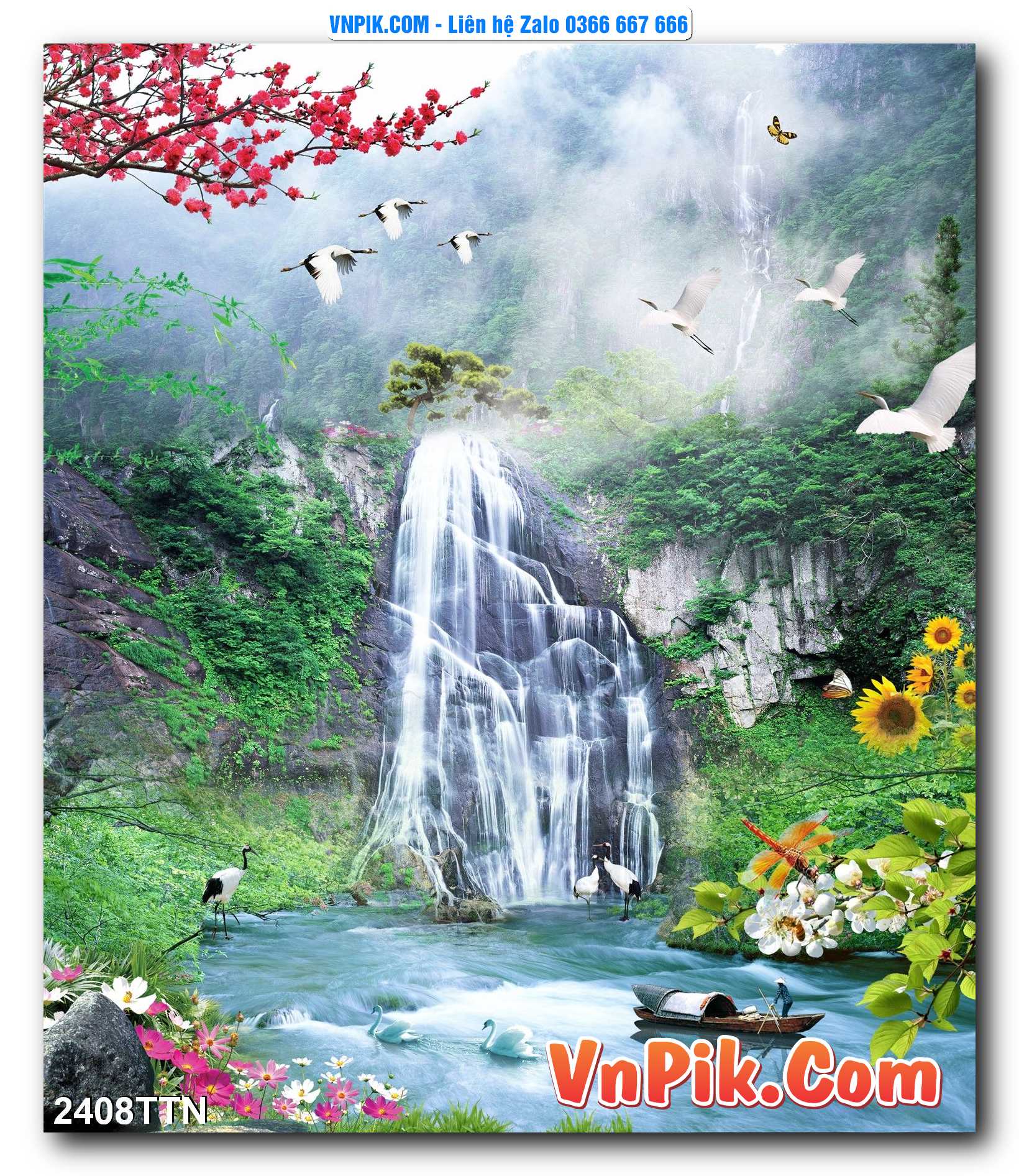 Tranh thác nước – Tranh phong thủy – Tranh treo tường mã 2408TTN