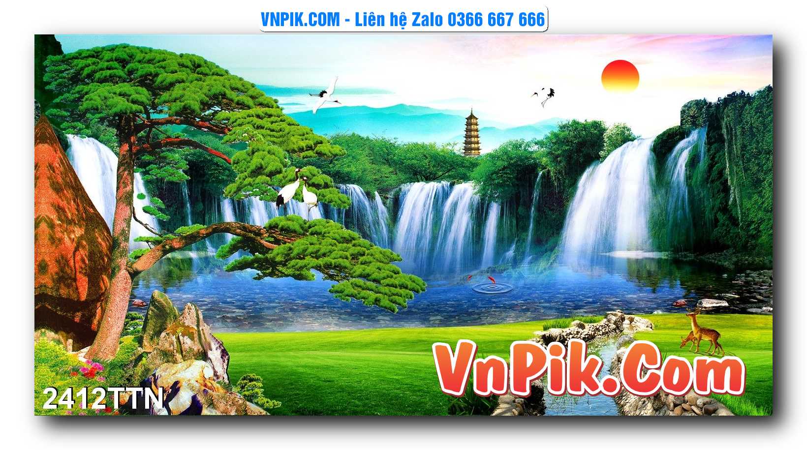 Tranh thác nước – Tranh phong thủy – Tranh treo tường mã 2412TTN