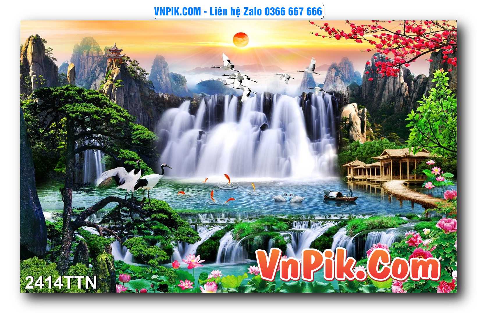 Tranh thác nước – Tranh phong thủy – Tranh treo tường mã 2414TTN