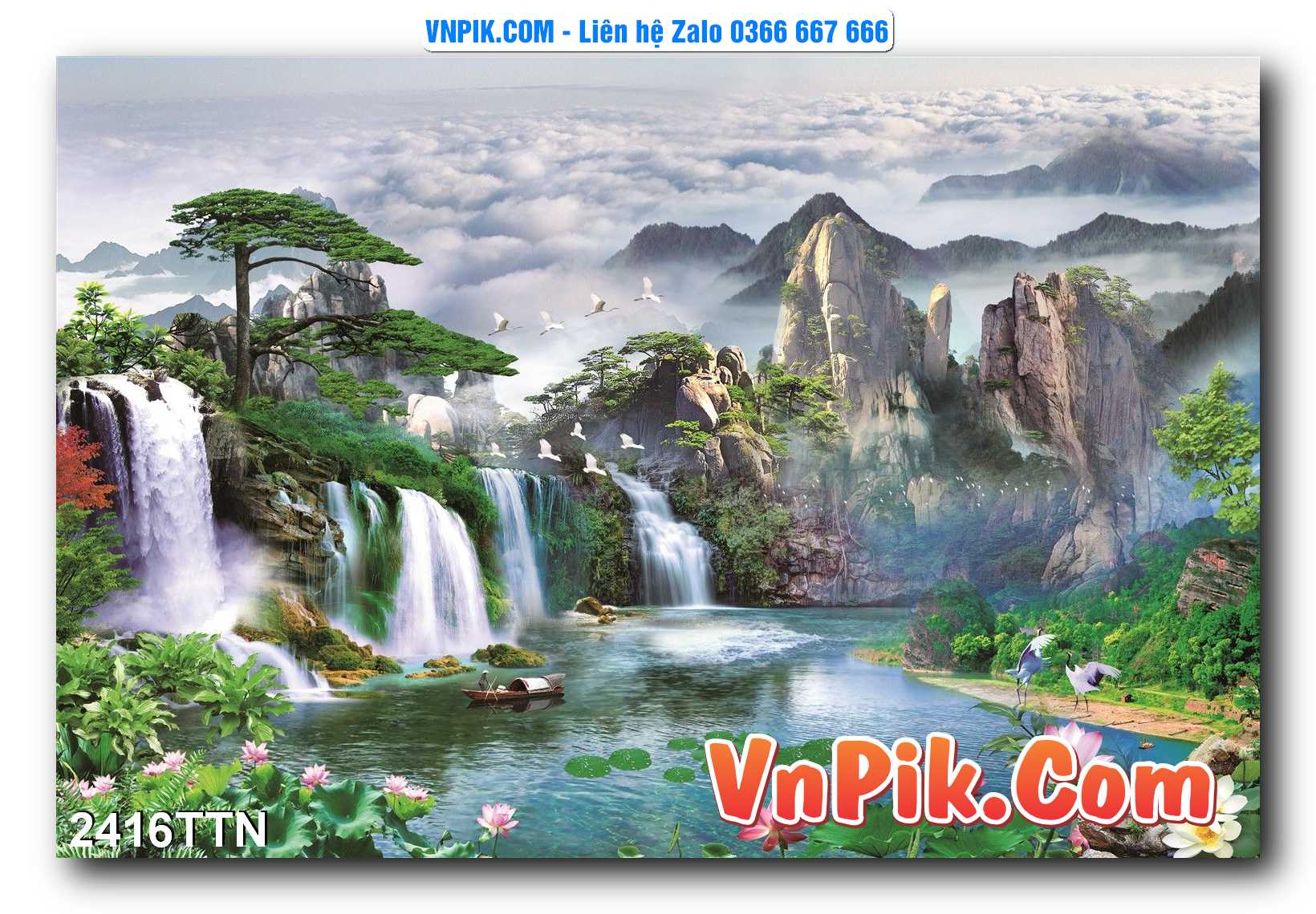 Tranh thác nước – Tranh phong thủy – Tranh treo tường mã 2416TTN