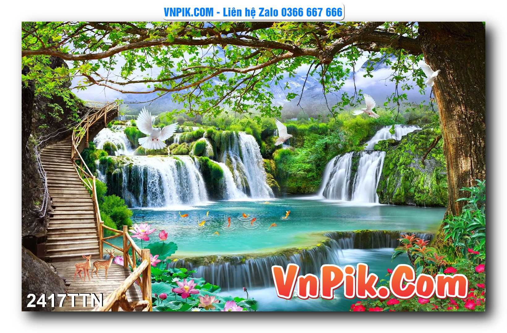 Tranh thác nước – Tranh phong thủy – Tranh treo tường mã 2417TTN