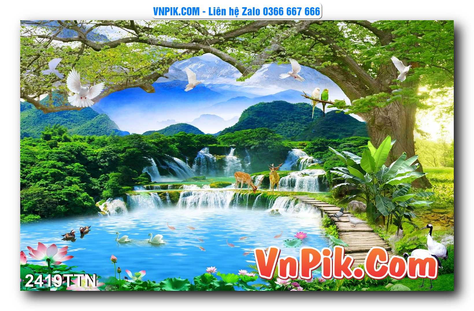 Tranh thác nước – Tranh phong thủy – Tranh treo tường mã 2419TTN
