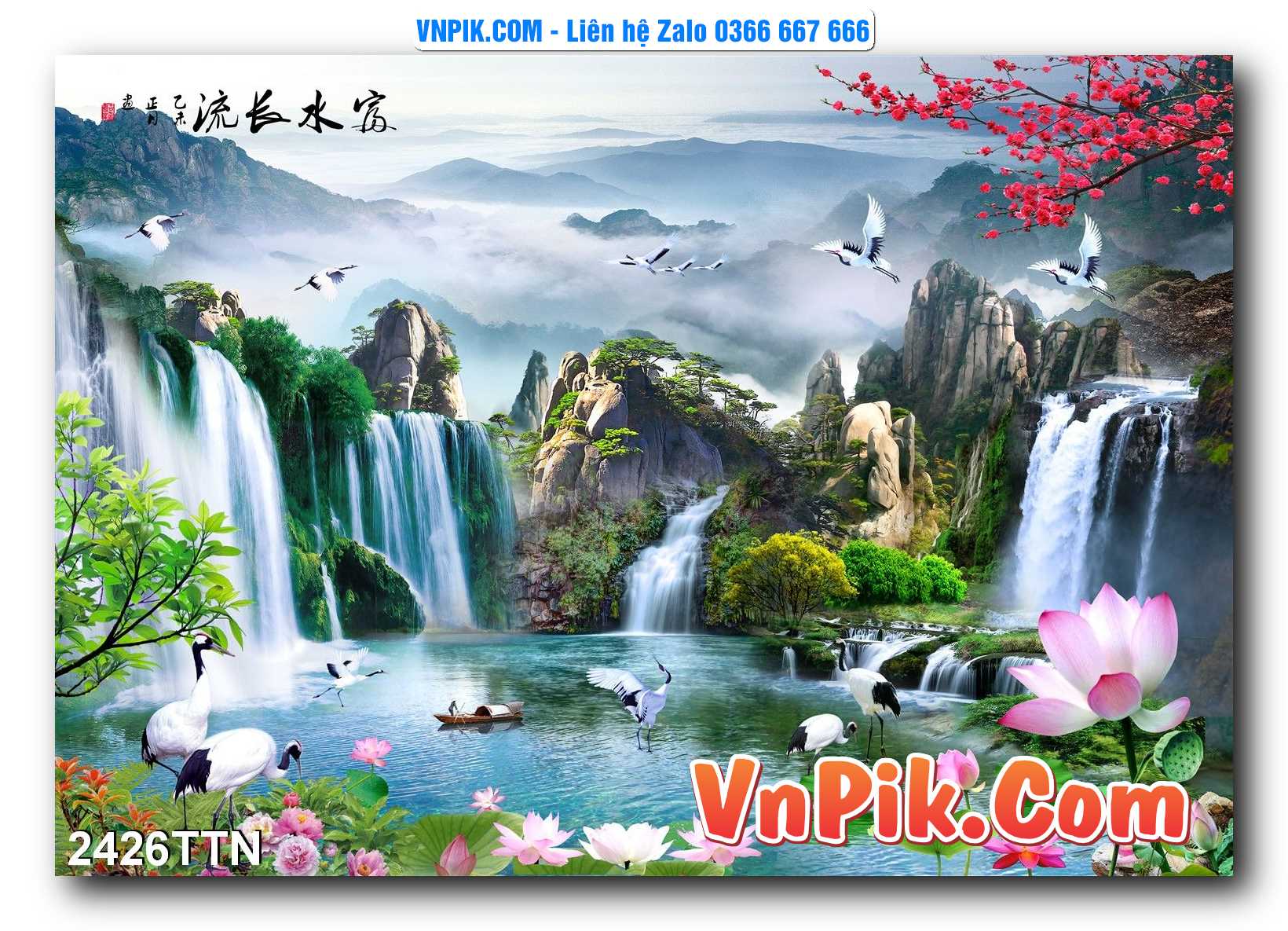 Tranh thác nước – Tranh phong thủy – Tranh treo tường mã 2426TTN