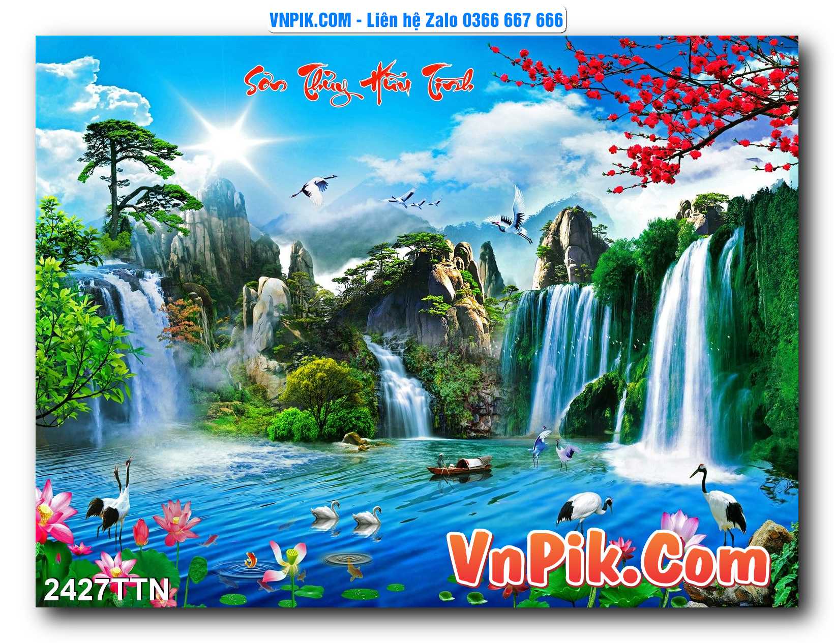 Tranh thác nước – Tranh phong thủy – Tranh treo tường mã 2427TTN