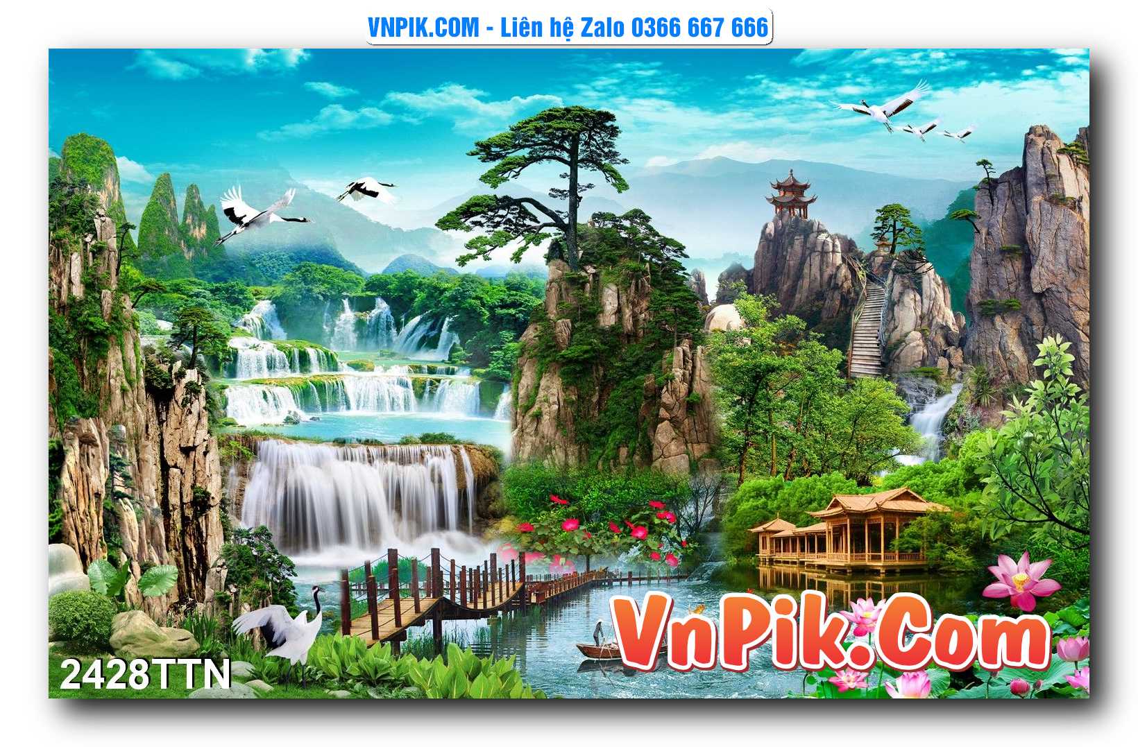 Tranh thác nước – Tranh phong thủy – Tranh treo tường mã 2428TTN