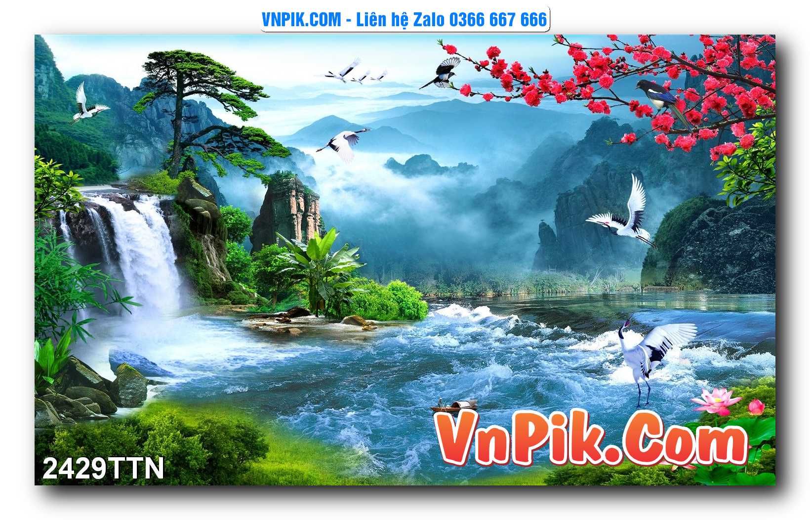 Tranh thác nước – Tranh phong thủy – Tranh treo tường mã 2429TTN