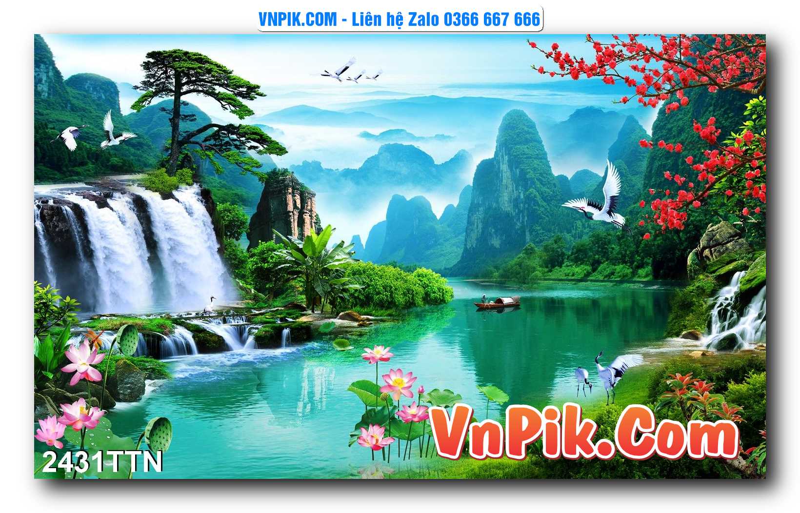 Tranh thác nước – Tranh phong thủy – Tranh treo tường mã 2431TTN