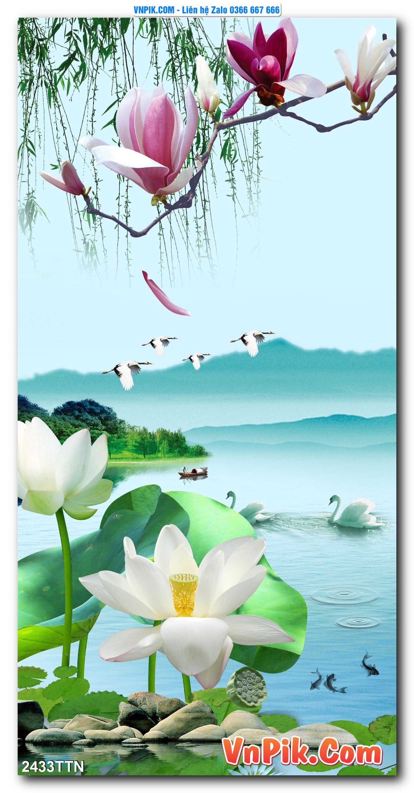 Tranh thác nước – Tranh phong thủy – Tranh treo tường mã 2433TTN
