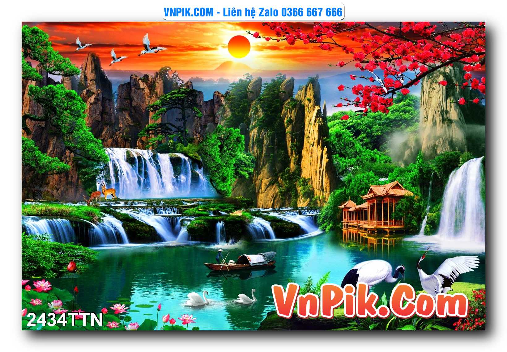 Tranh thác nước – Tranh phong thủy – Tranh treo tường mã 2434TTN