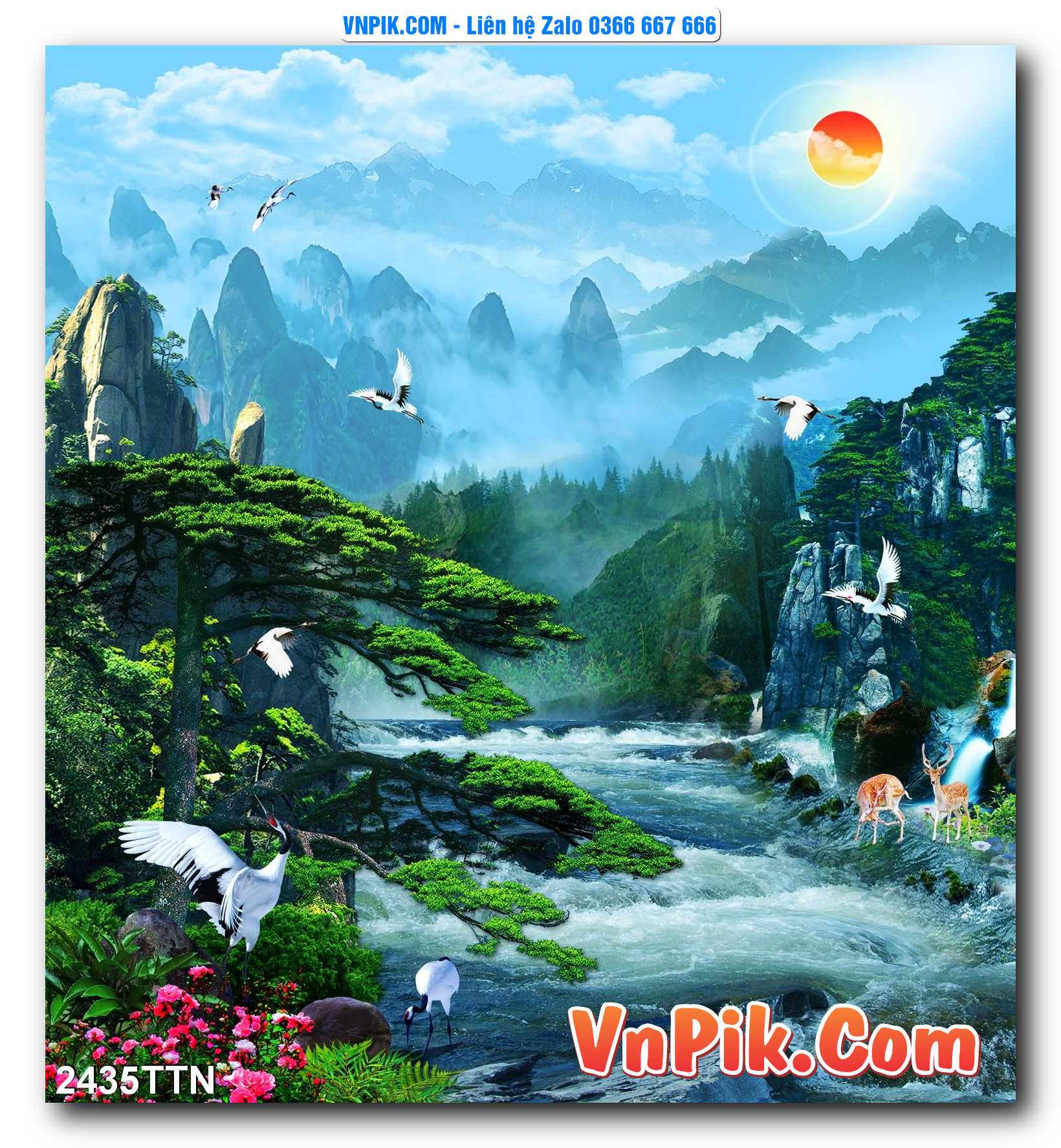Tranh thác nước – Tranh phong thủy – Tranh treo tường mã 2435TTN