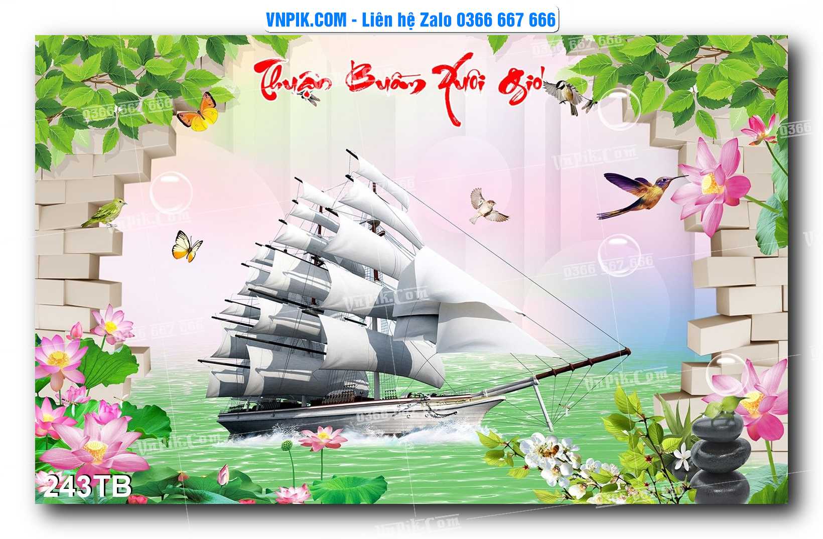 Tranh thuận buồm xuôi gió file PSD mẫu 243TB