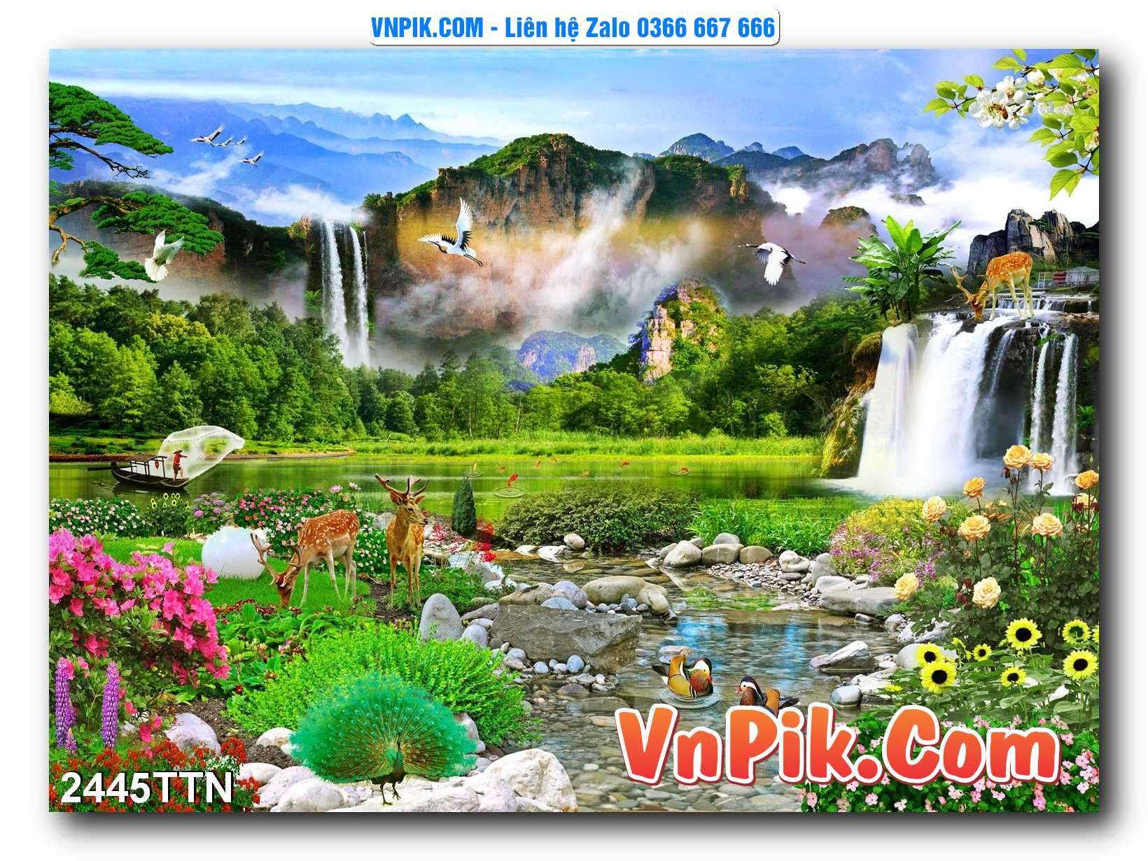 Tranh thác nước – Tranh phong thủy – Tranh treo tường mã 2445TTN