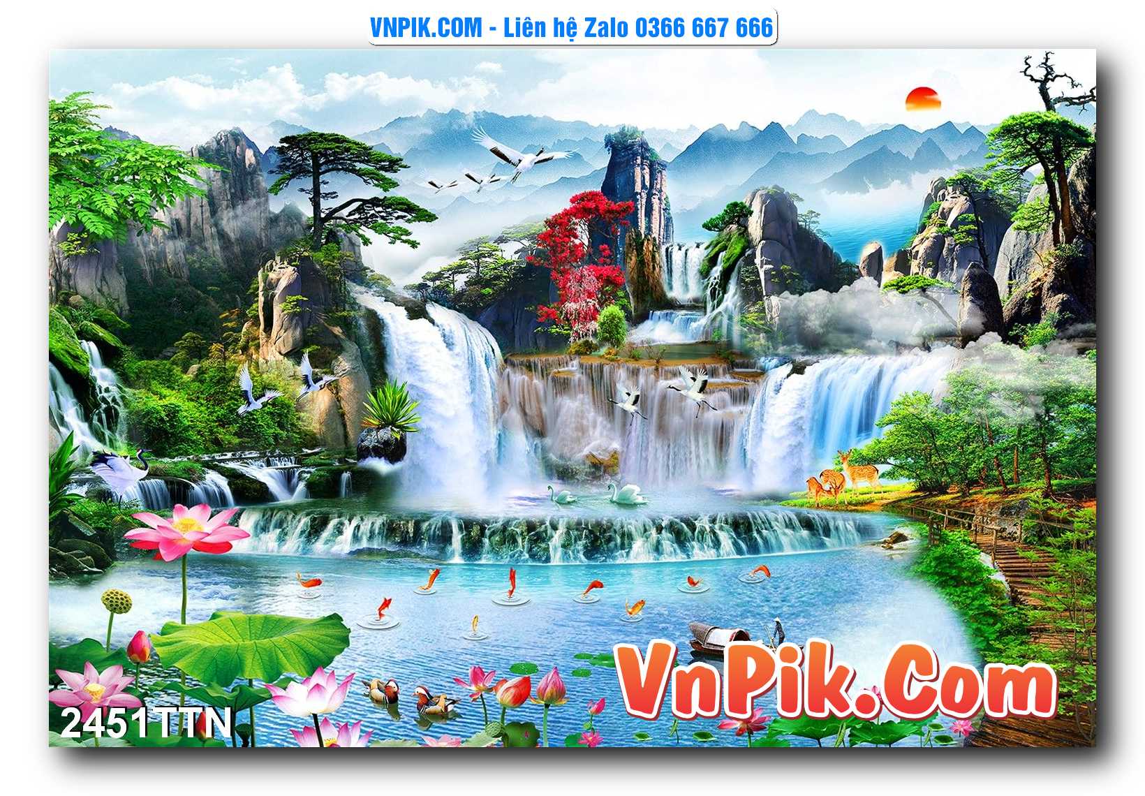 Tranh thác nước – Tranh phong thủy – Tranh treo tường mã 2451TTN