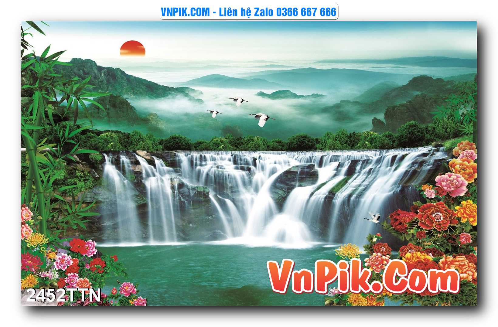 Tranh thác nước – Tranh phong thủy – Tranh treo tường mã 2452TTN