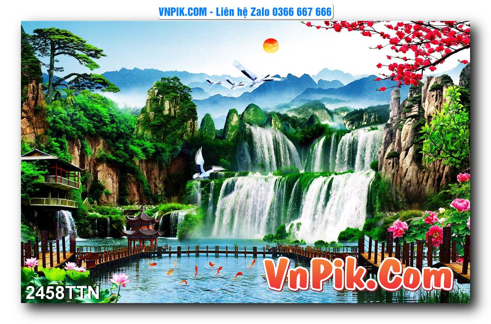 Tranh thác nước – Tranh phong thủy – Tranh treo tường mã 2458TTN