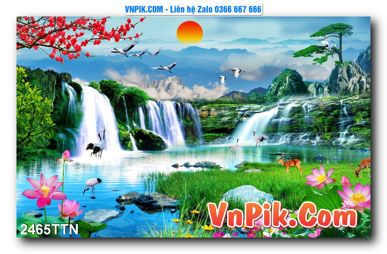 Tranh thác nước – Tranh phong thủy – Tranh treo tường mã 2465TTN