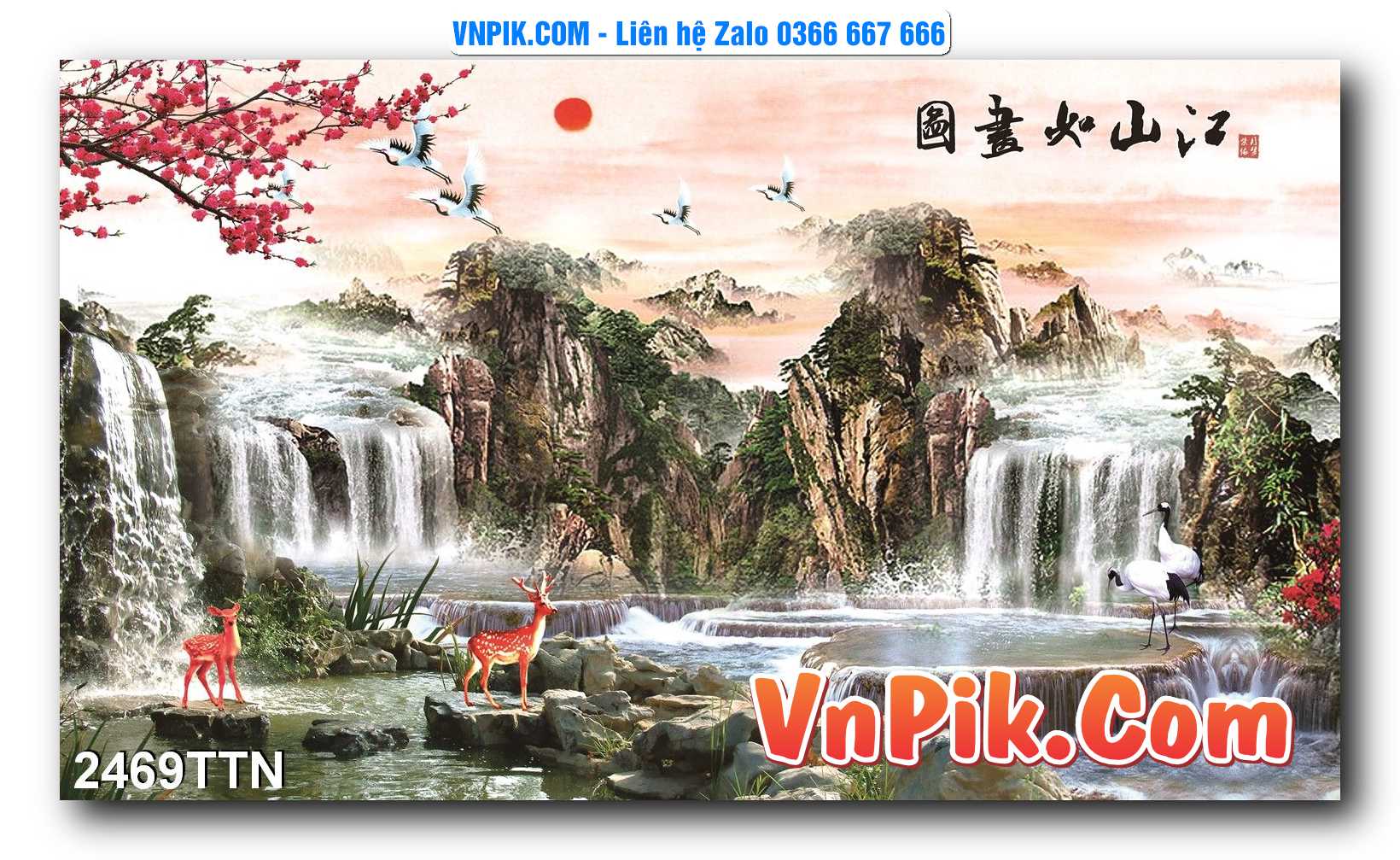 Tranh thác nước – Tranh phong thủy – Tranh treo tường mã 2469TTN