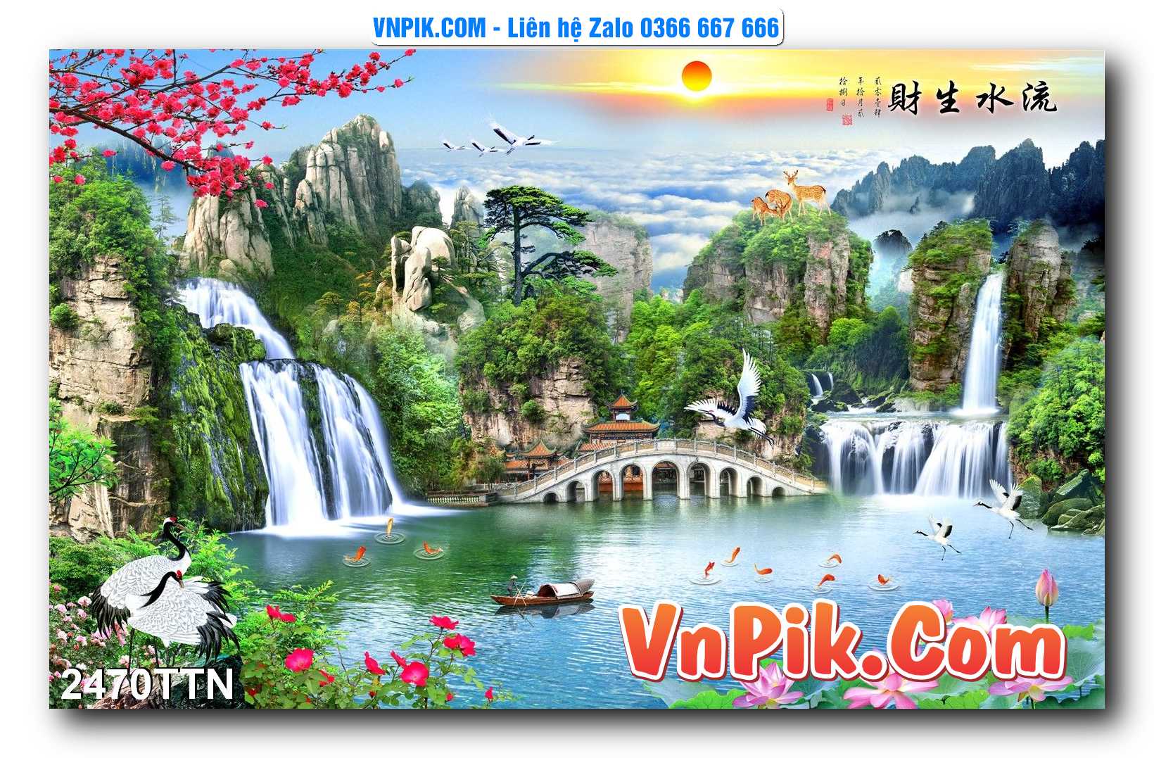 Tranh thác nước – Tranh phong thủy – Tranh treo tường mã 2470TTN