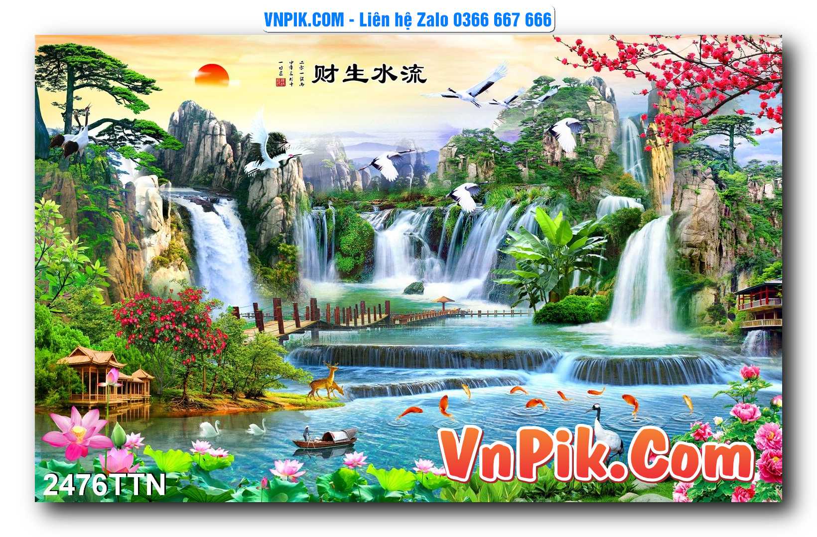 Tranh thác nước – Tranh phong thủy – Tranh treo tường mã 2476TTN