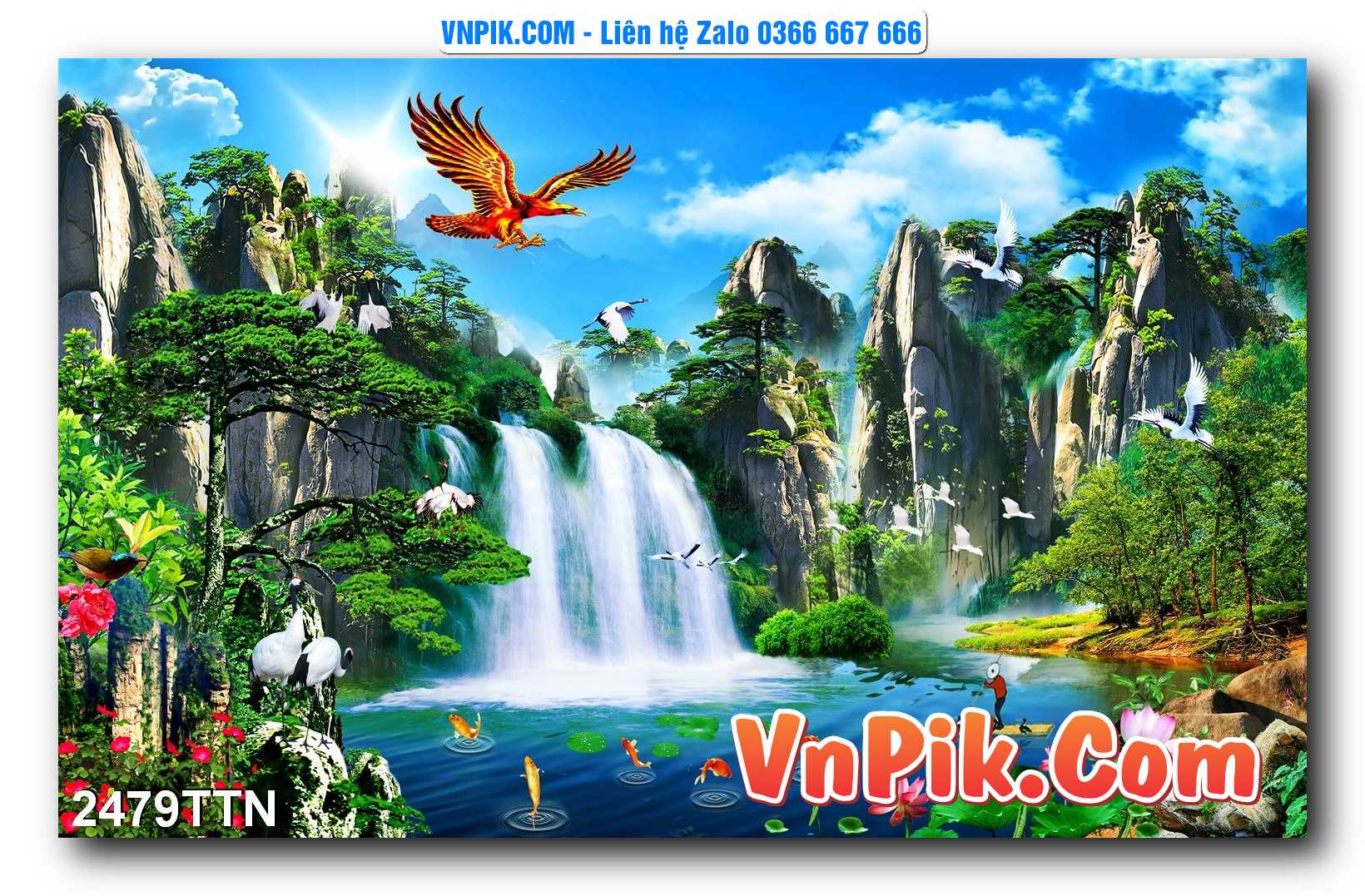 Tranh thác nước – Tranh phong thủy – Tranh treo tường mã 2479TTN