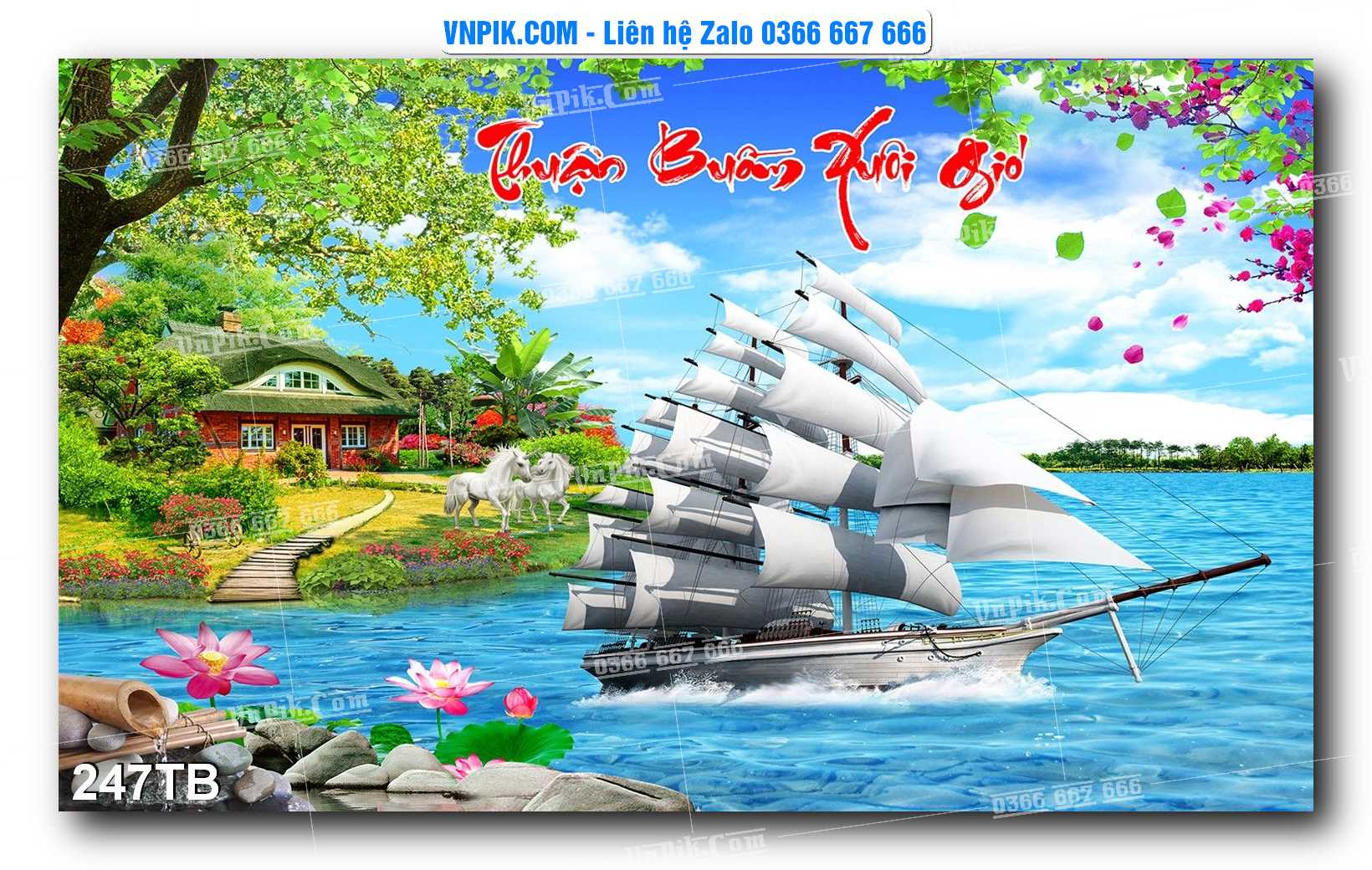 Tranh thuận buồm xuôi gió file PSD mẫu 247TB
