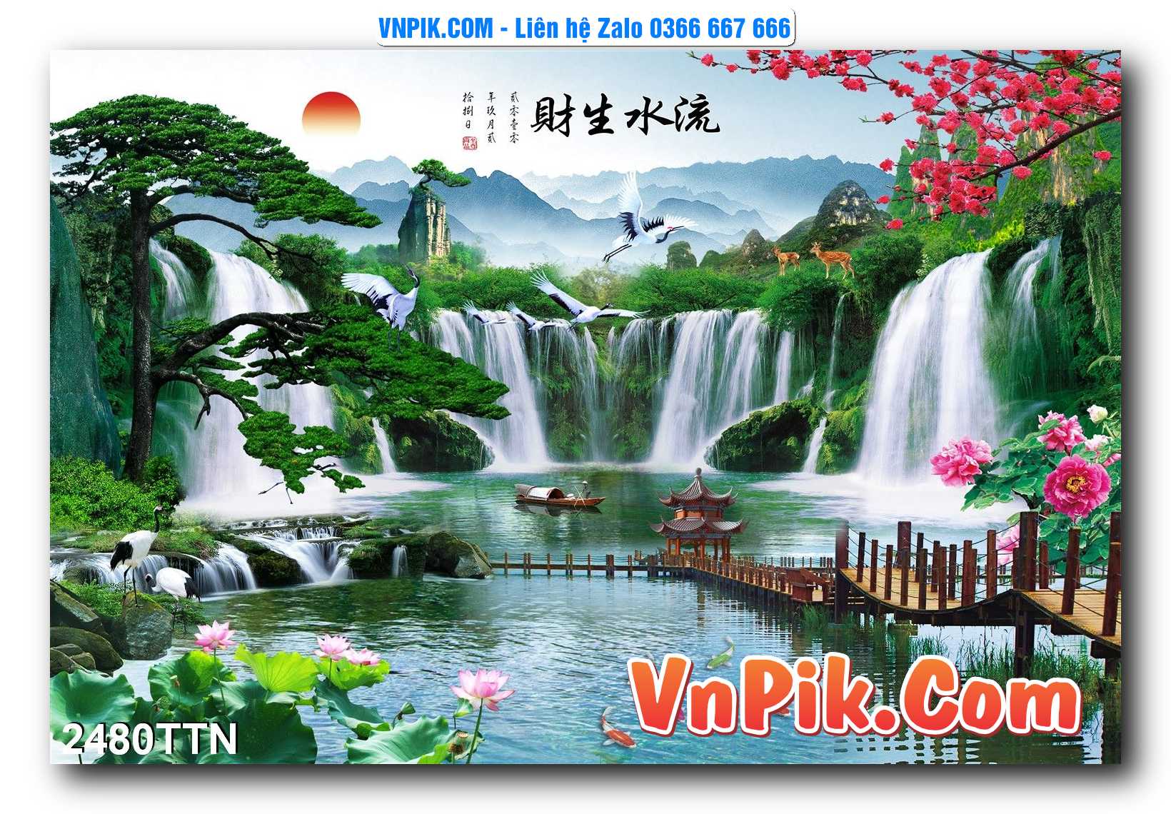 Tranh thác nước – Tranh phong thủy – Tranh treo tường mã 2480TTN