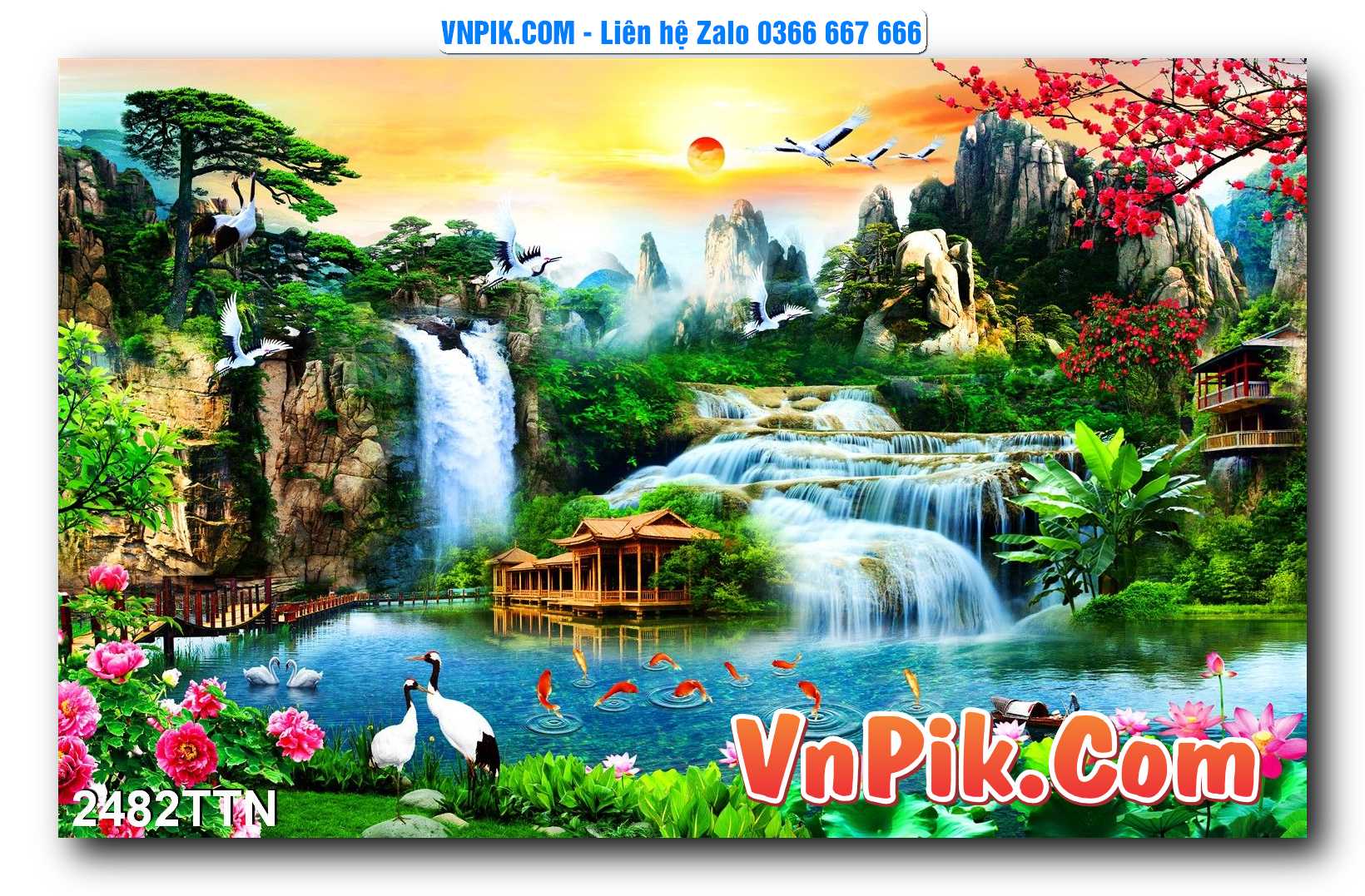 Tranh thác nước – Tranh phong thủy – Tranh treo tường mã 2482TTN