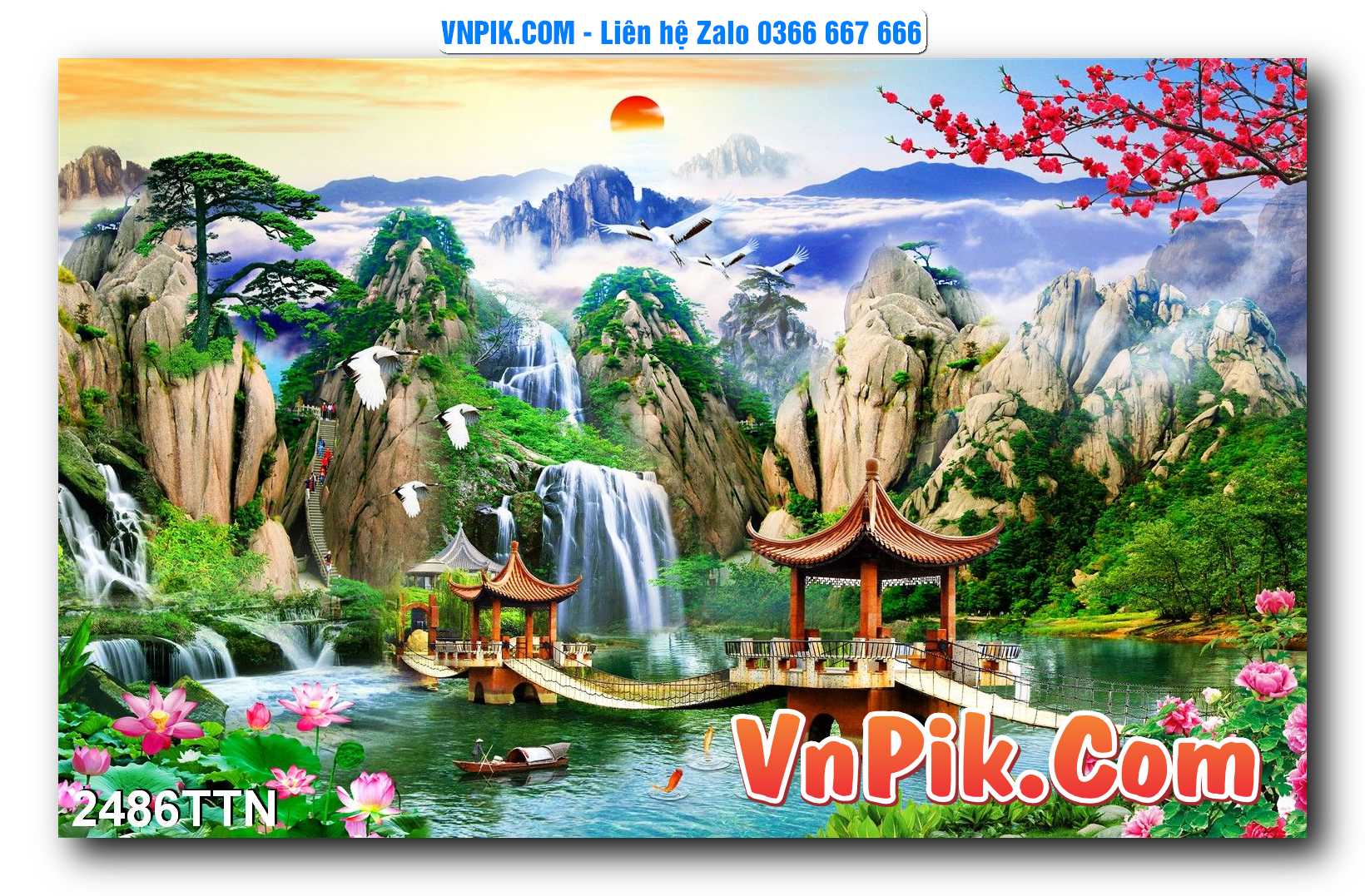 Tranh thác nước – Tranh phong thủy – Tranh treo tường mã 2486TTN