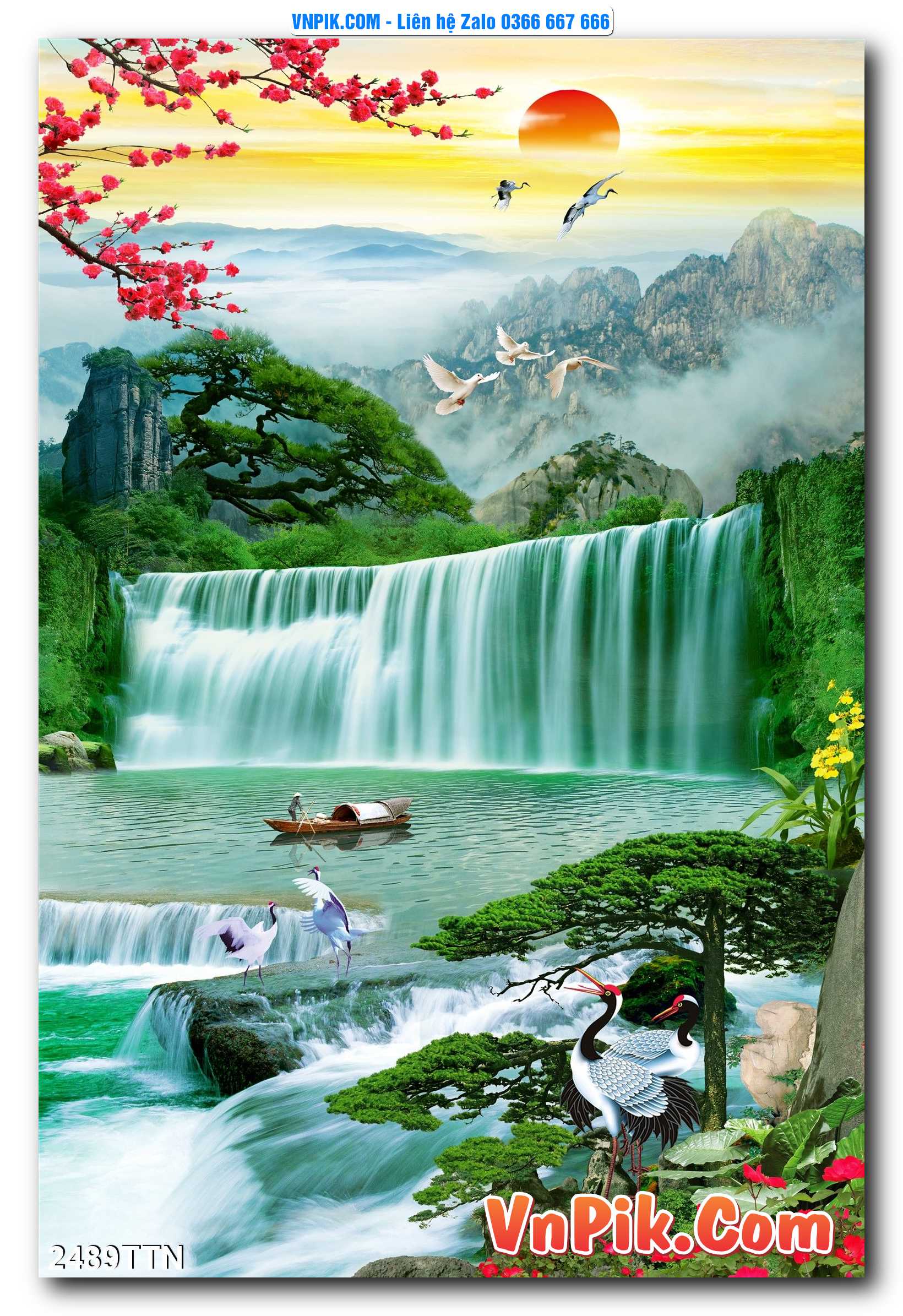 Tranh thác nước – Tranh phong thủy – Tranh treo tường mã 2489TTN