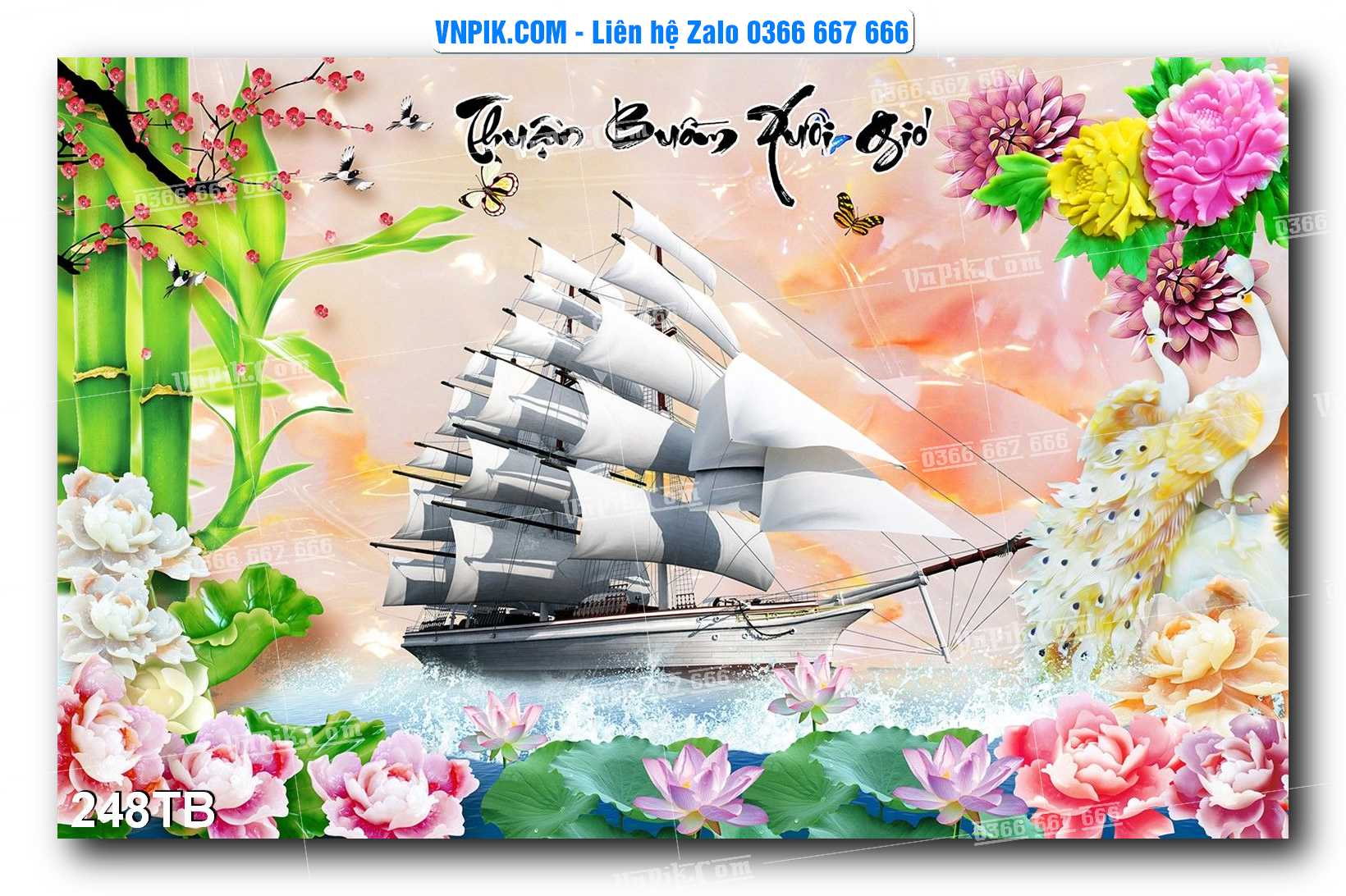 Tranh thuận buồm xuôi gió file PSD mẫu 248TB