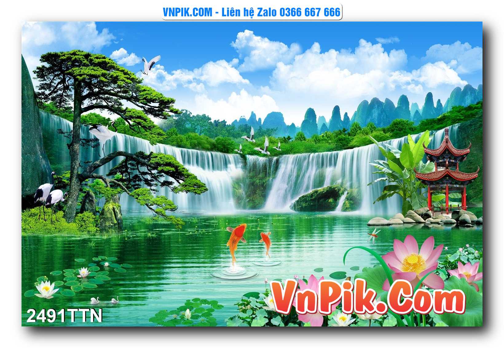 Tranh thác nước – Tranh phong thủy – Tranh treo tường mã 2491TTN