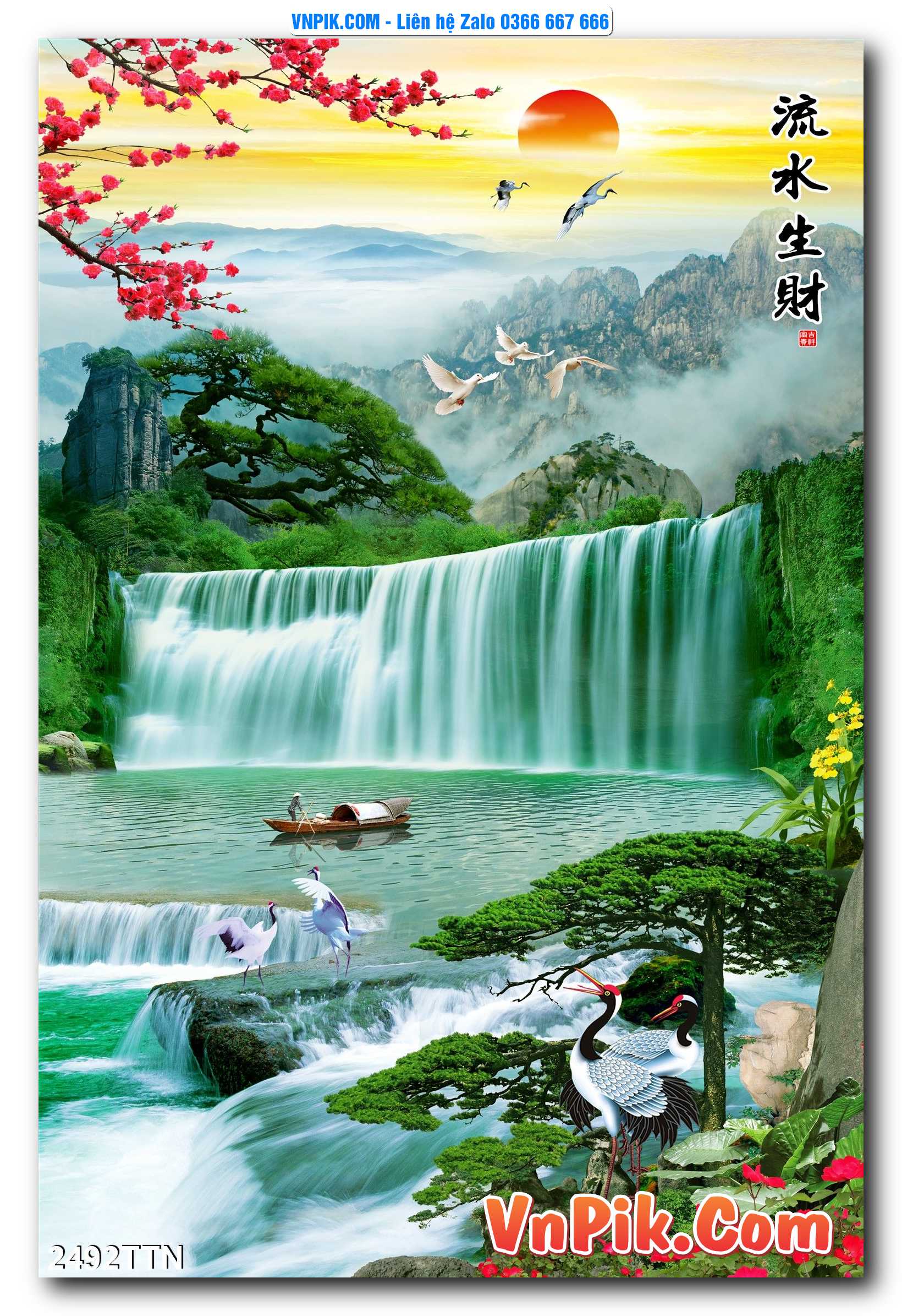Tranh thác nước – Tranh phong thủy – Tranh treo tường mã 2492TTN