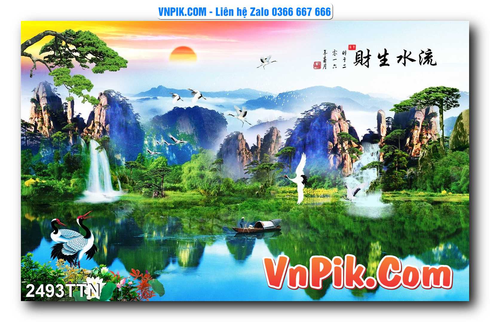 Tranh thác nước – Tranh phong thủy – Tranh treo tường mã 2493TTN