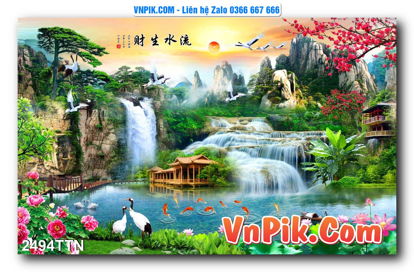 Tranh thác nước – Tranh phong thủy – Tranh treo tường mã 2494TTN