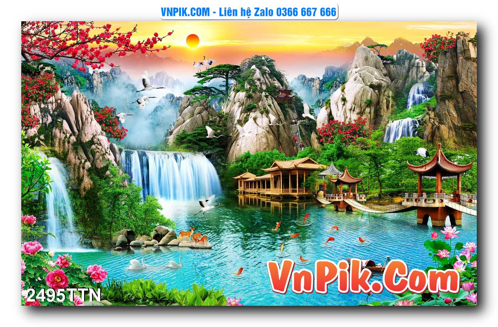 Tranh thác nước – Tranh phong thủy – Tranh treo tường mã 2495TTN