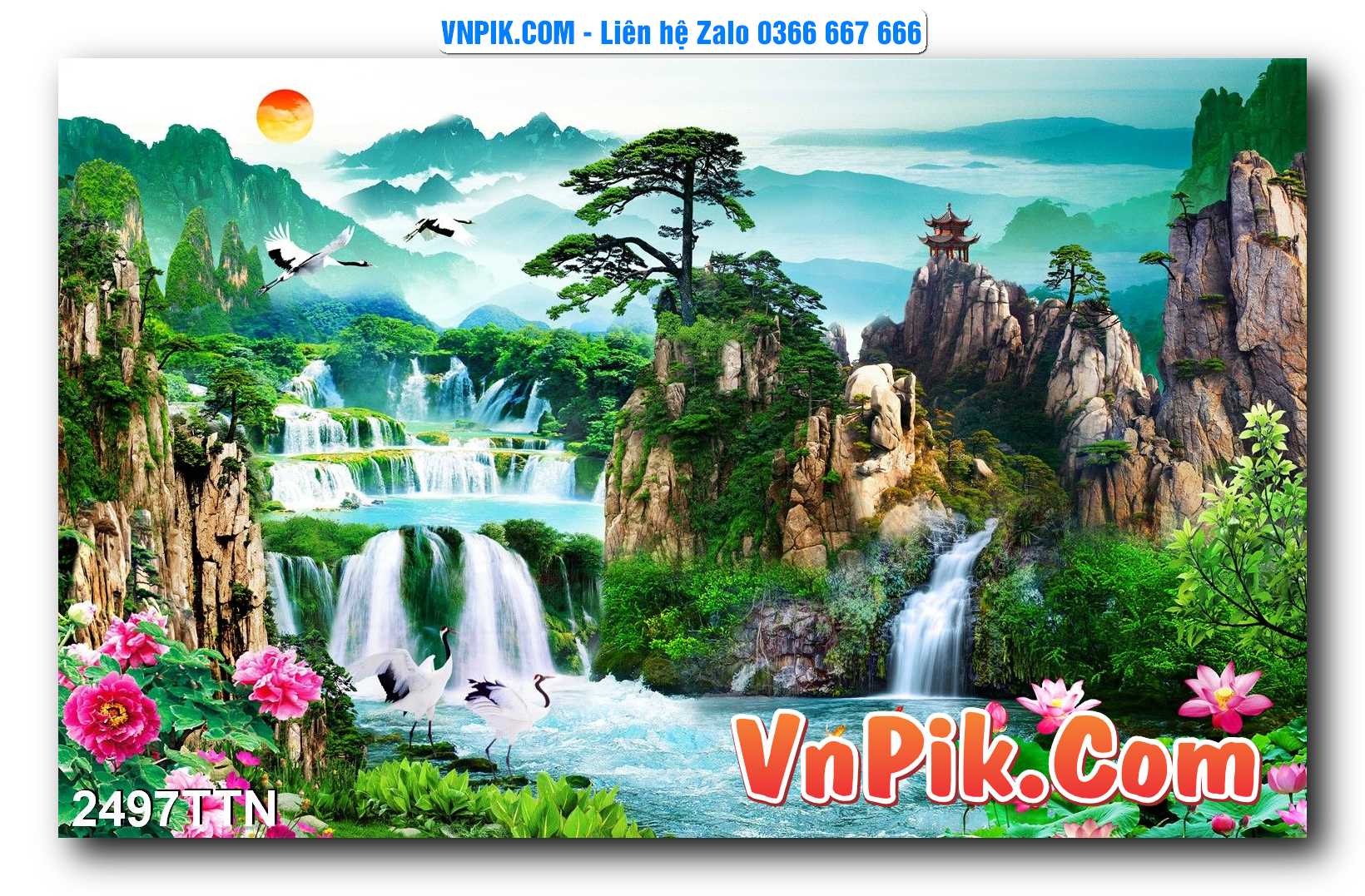 Tranh thác nước – Tranh phong thủy – Tranh treo tường mã 2497TTN
