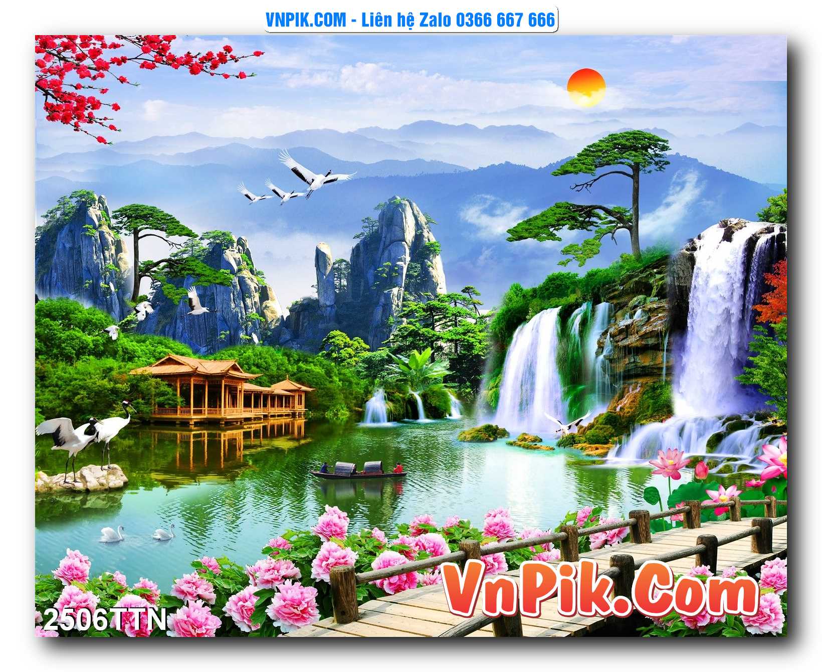 Tranh thác nước – Tranh phong thủy – Tranh treo tường mã 2506TTN