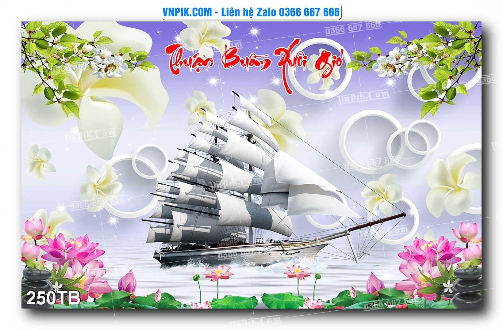 Tranh thuận buồm xuôi gió file PSD mẫu 250TB