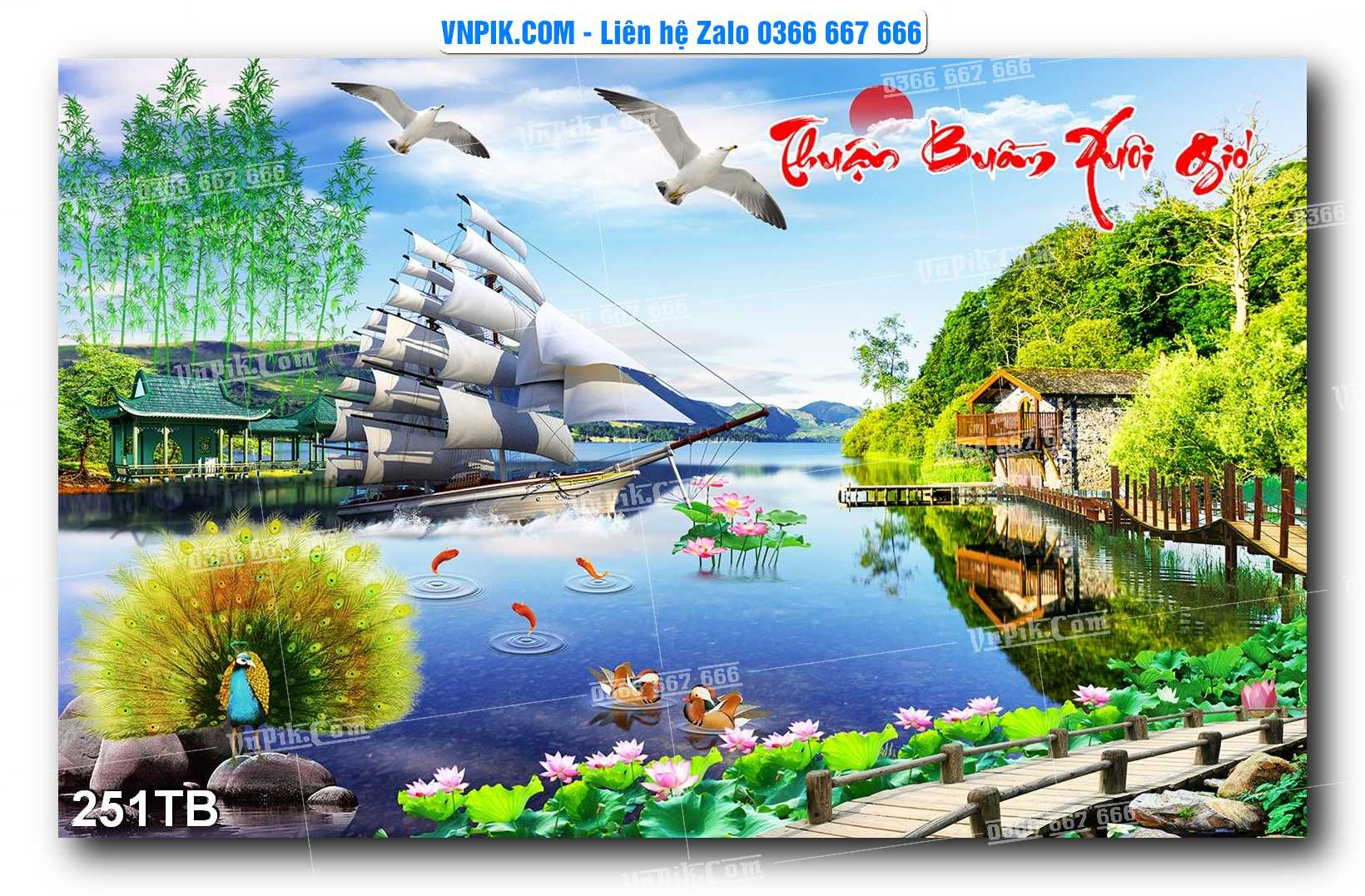 Tranh thuận buồm xuôi gió file PSD mẫu 251TB