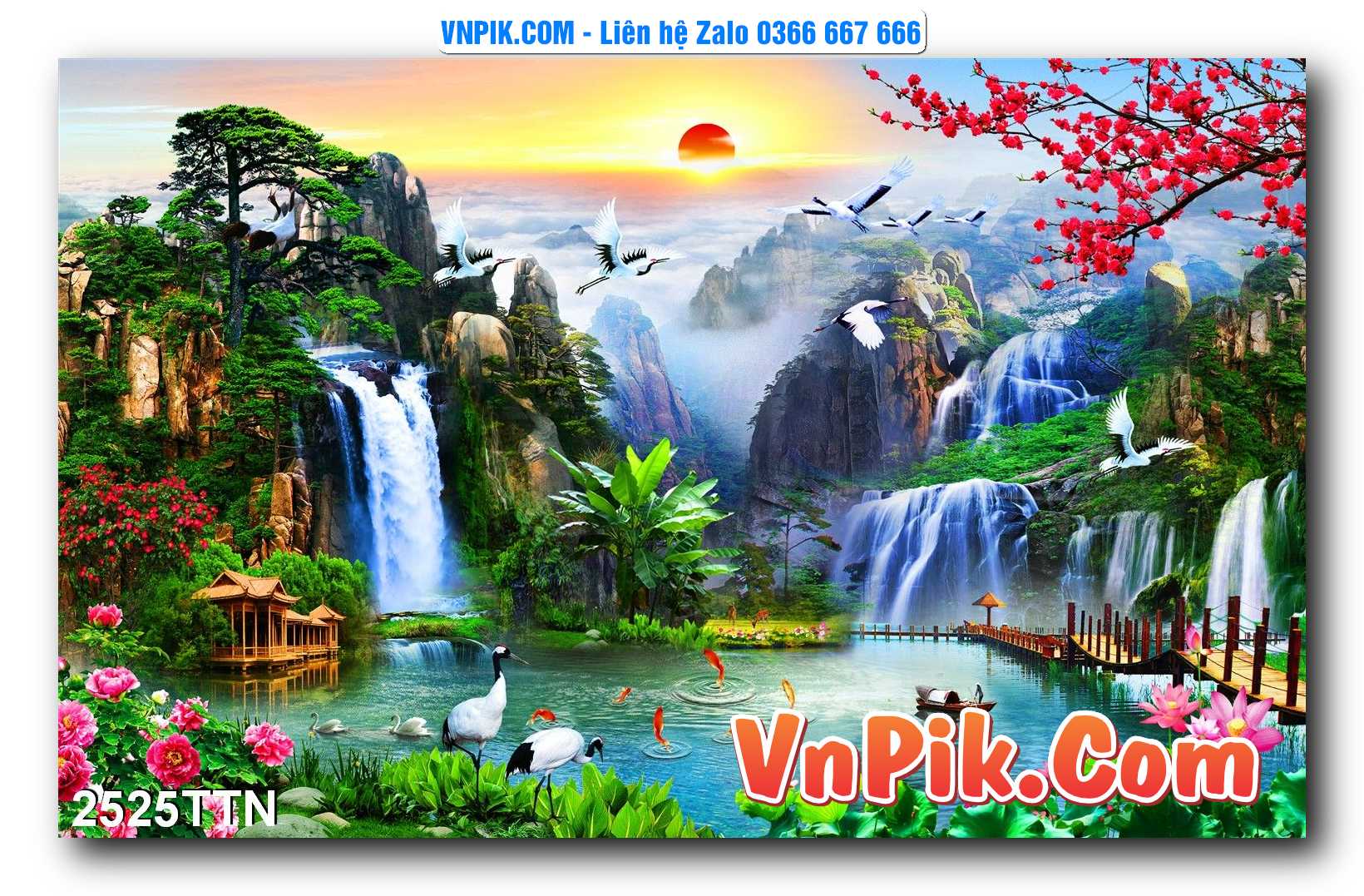 Tranh thác nước – Tranh phong thủy – Tranh treo tường mã 2525TTN