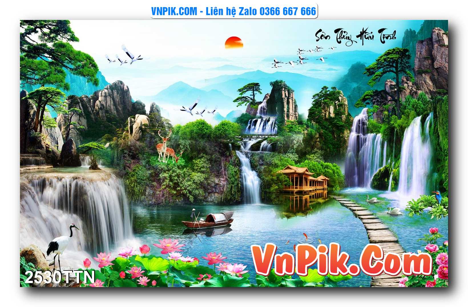 Tranh thác nước – Tranh phong thủy – Tranh treo tường mã 2530TTN