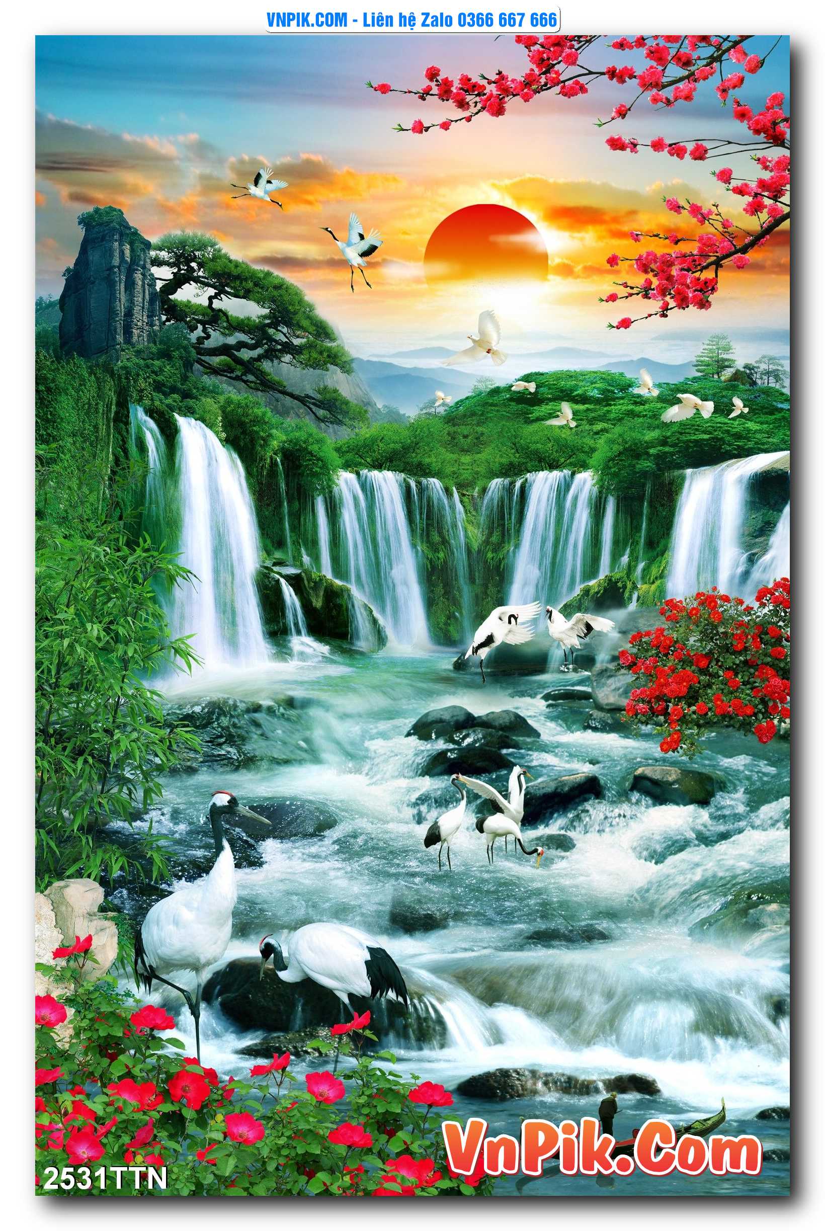 Tranh thác nước – Tranh phong thủy – Tranh treo tường mã 2531TTN
