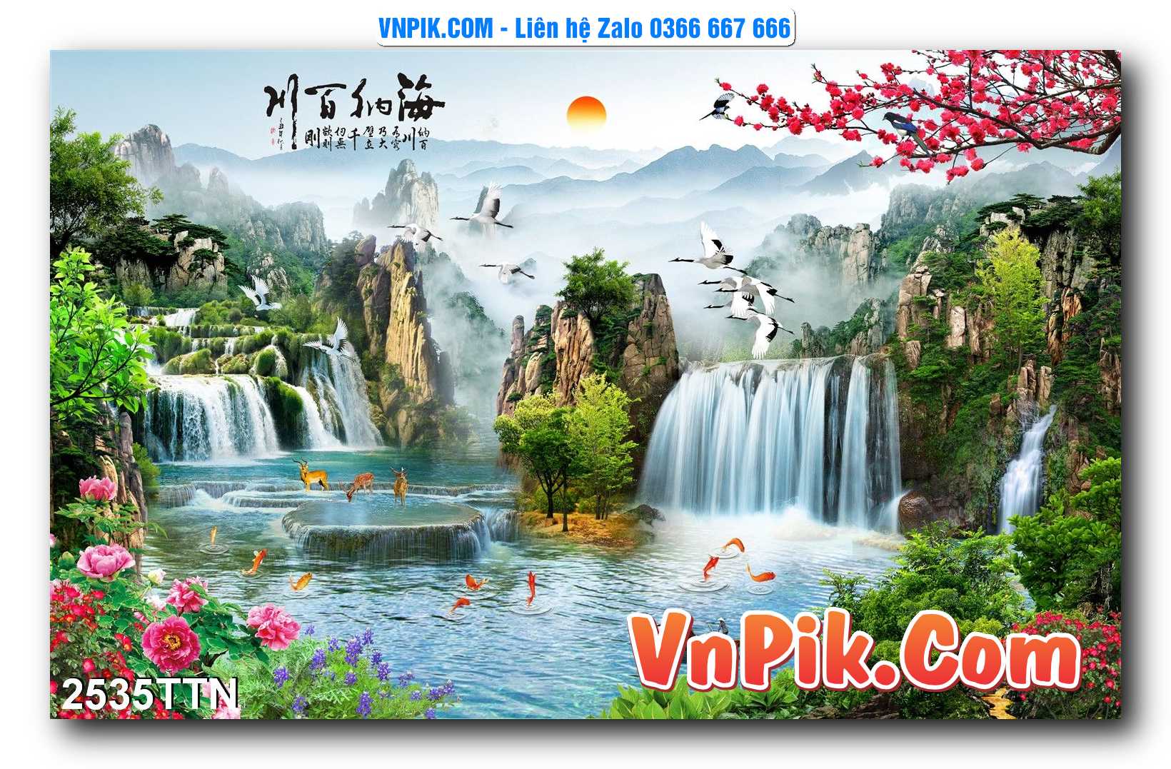 Tranh thác nước – Tranh phong thủy – Tranh treo tường mã 2535TTN