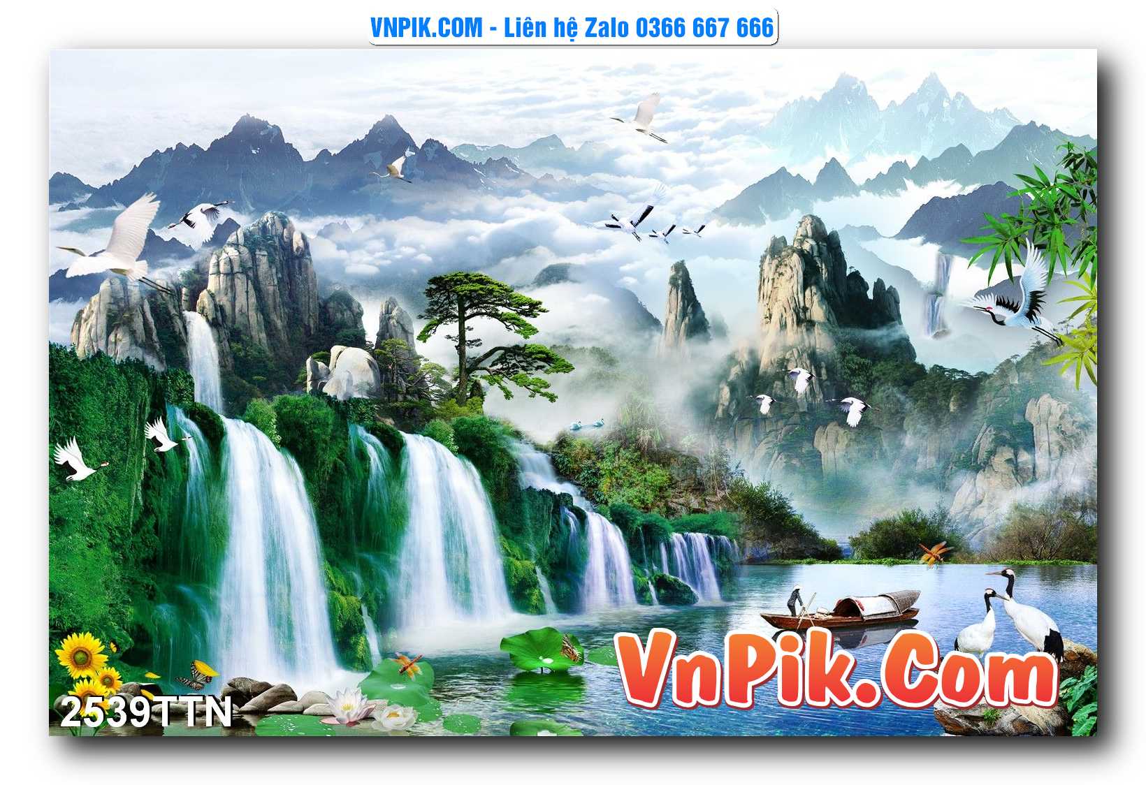Tranh thác nước – Tranh phong thủy – Tranh treo tường mã 2539TTN