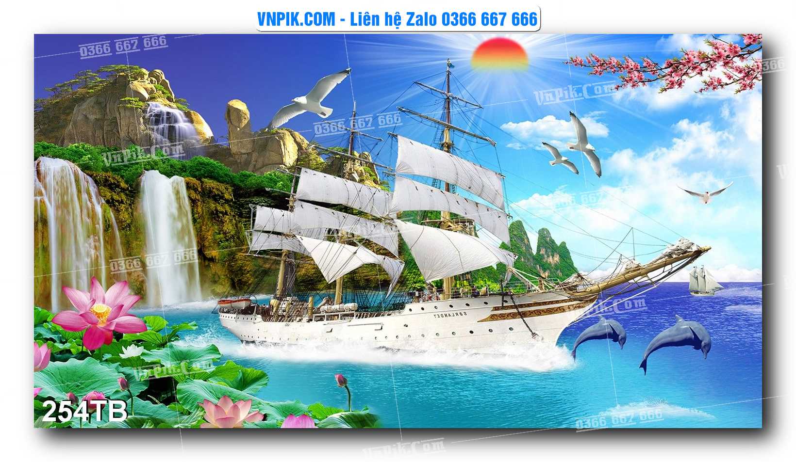 Tranh thuận buồm xuôi gió file PSD mẫu 254TB