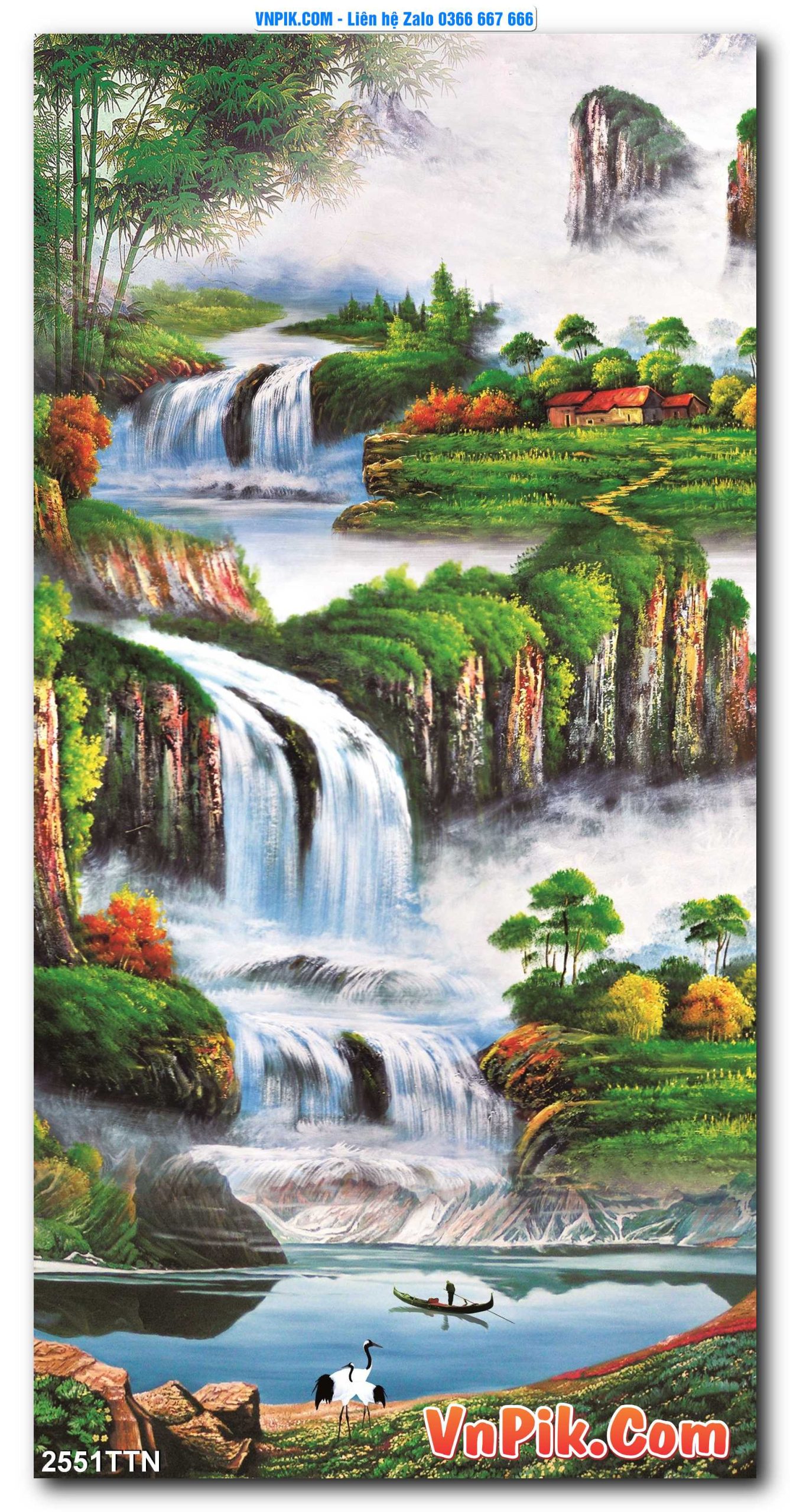 Tranh thác nước – Tranh phong thủy – Tranh treo tường mã 2551TTN