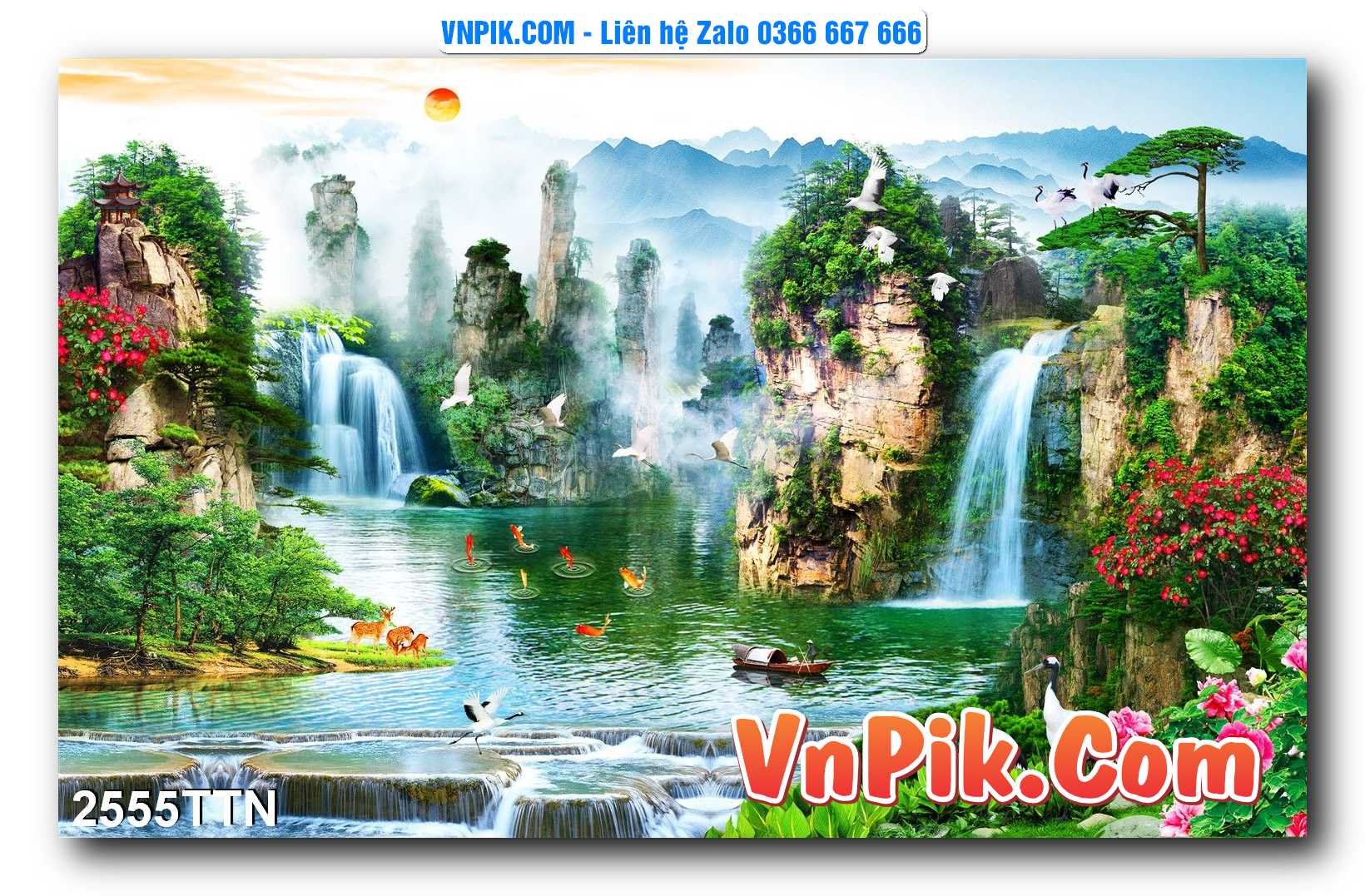 Tranh thác nước – Tranh phong thủy – Tranh treo tường mã 2555TTN