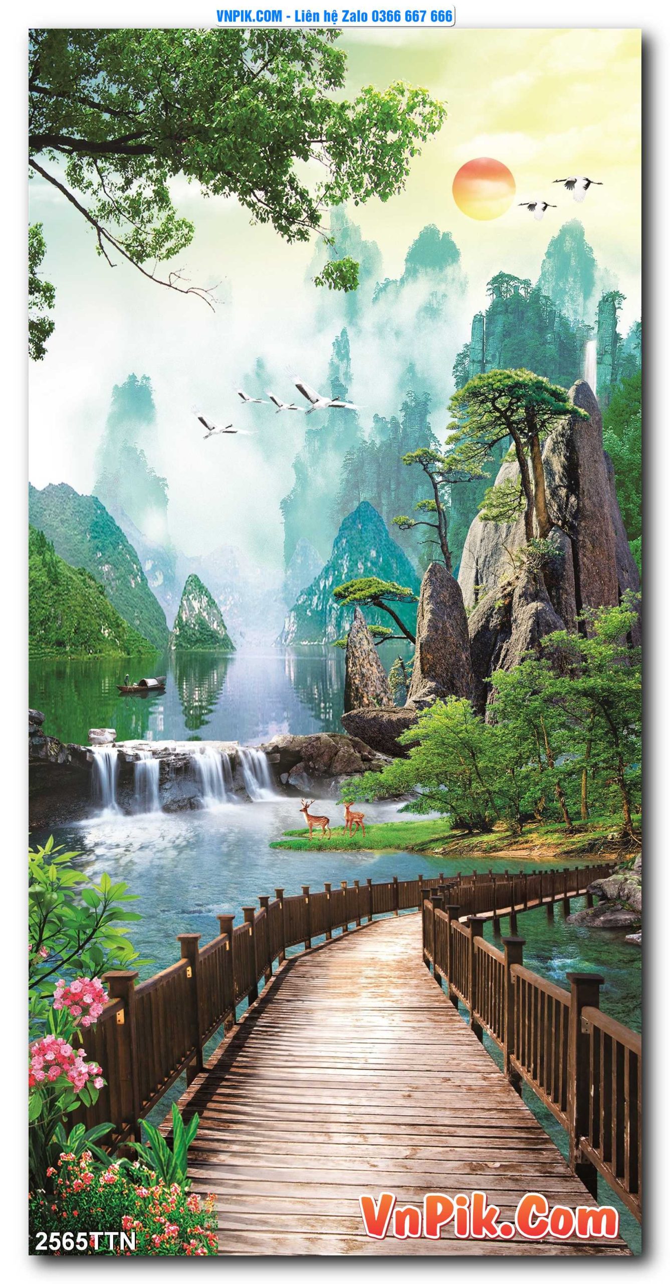 Tranh thác nước – Tranh phong thủy – Tranh treo tường mã 2565TTN
